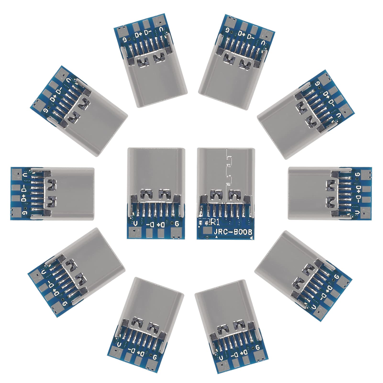 12pcs USB 3.1 Type C Connector 24 Pins Female Plug Socket Receptacle Adapter to Solder Wire & Cable 24P PCB Board Support Module