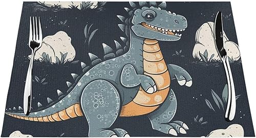 Miniatura 7 de 6 PCS PVC Placemats Set Place Mats Funny Dragon Non-Slip Weave Place Mats 12" x 18" Farmhouse Table Mat Set for Family Dinners Wedding Parties