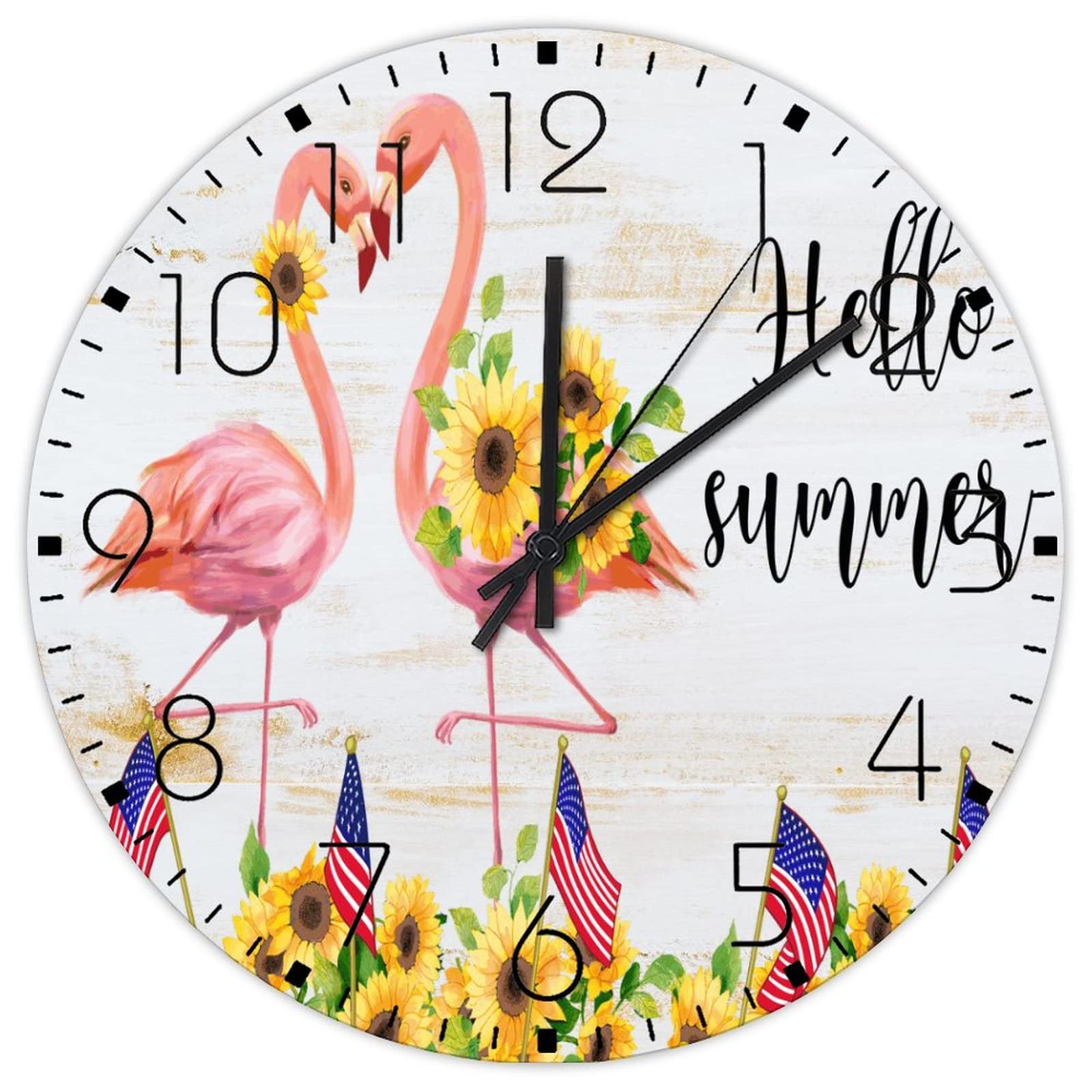 Horloge flamant rose en bois decoration de cafe et salle familiale chaleureuse
