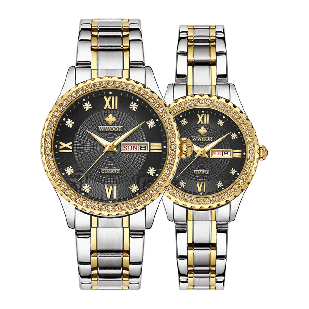 MASTOP Romantische Geschenke Set mit 2 einzigartigen Armbanduhren für Sie und Ihn, für Paare, Liebhaber, Edelstahl, Quarz, Analoguhr