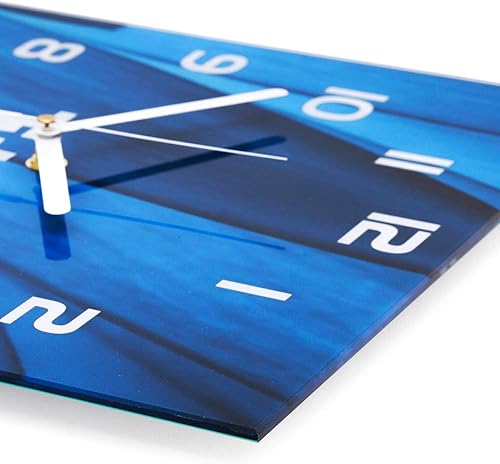 Miniatura 5 de Tulup - Reloj de pared de cristal de 11,8 x 11,8 pulgadas, con imagen de cristal real, para cocina, salón de cocina, reloj de cristal templado,