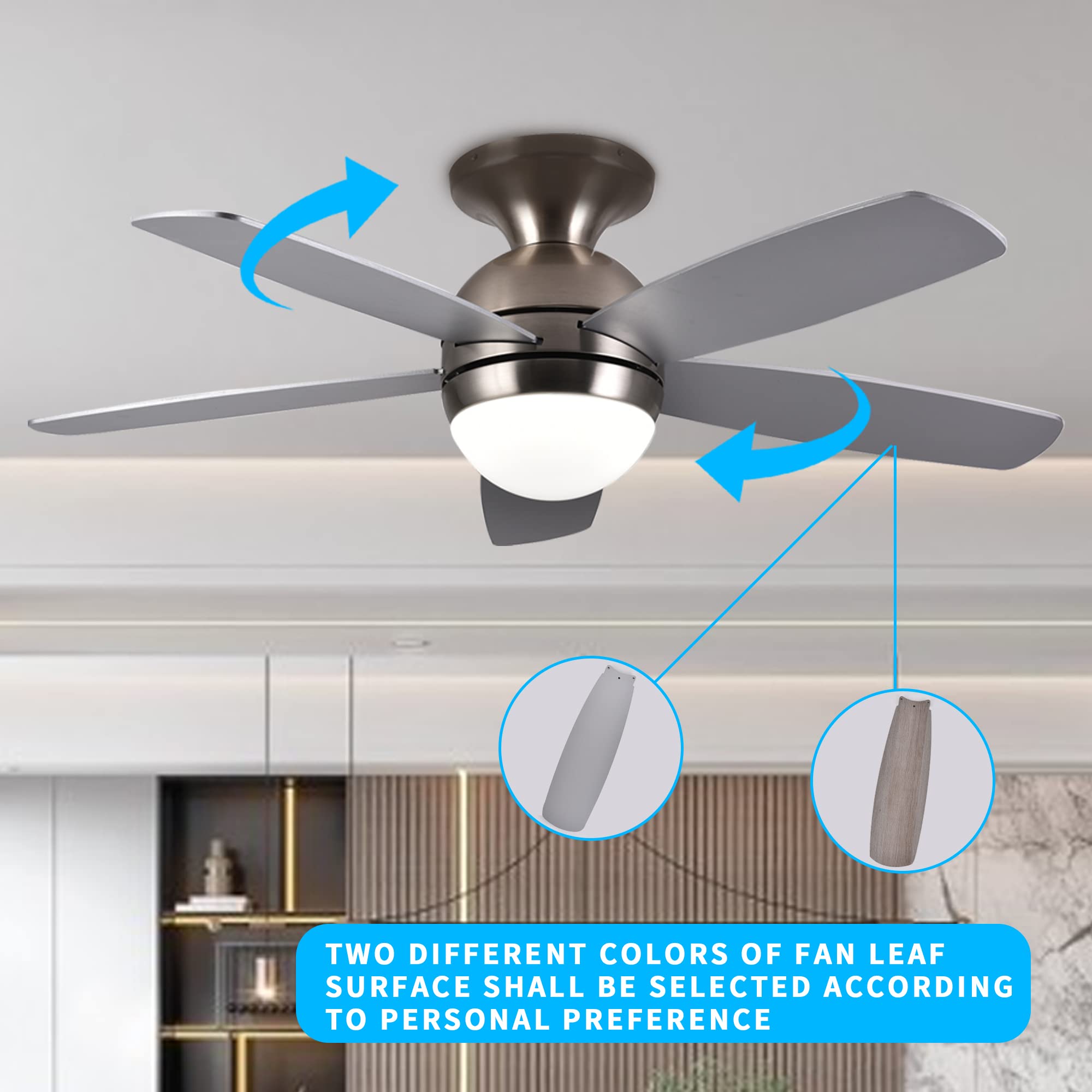 Ceiling Fans with Lights Remote Control, 52 Inch Indoor Ceiling Fan for