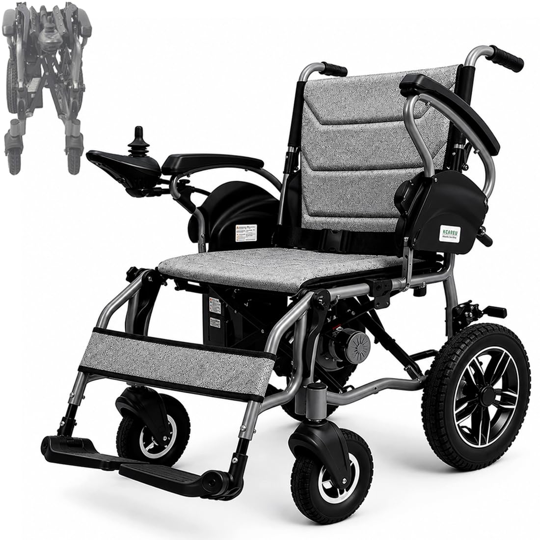 Silla de ruedas eléctrica plegable, alcance de 30km (batería de litio de 24V 20Ah), capacidad de carga de 125 kg, marco de aleación de aluminio ligero de 25kg, para personas mayores