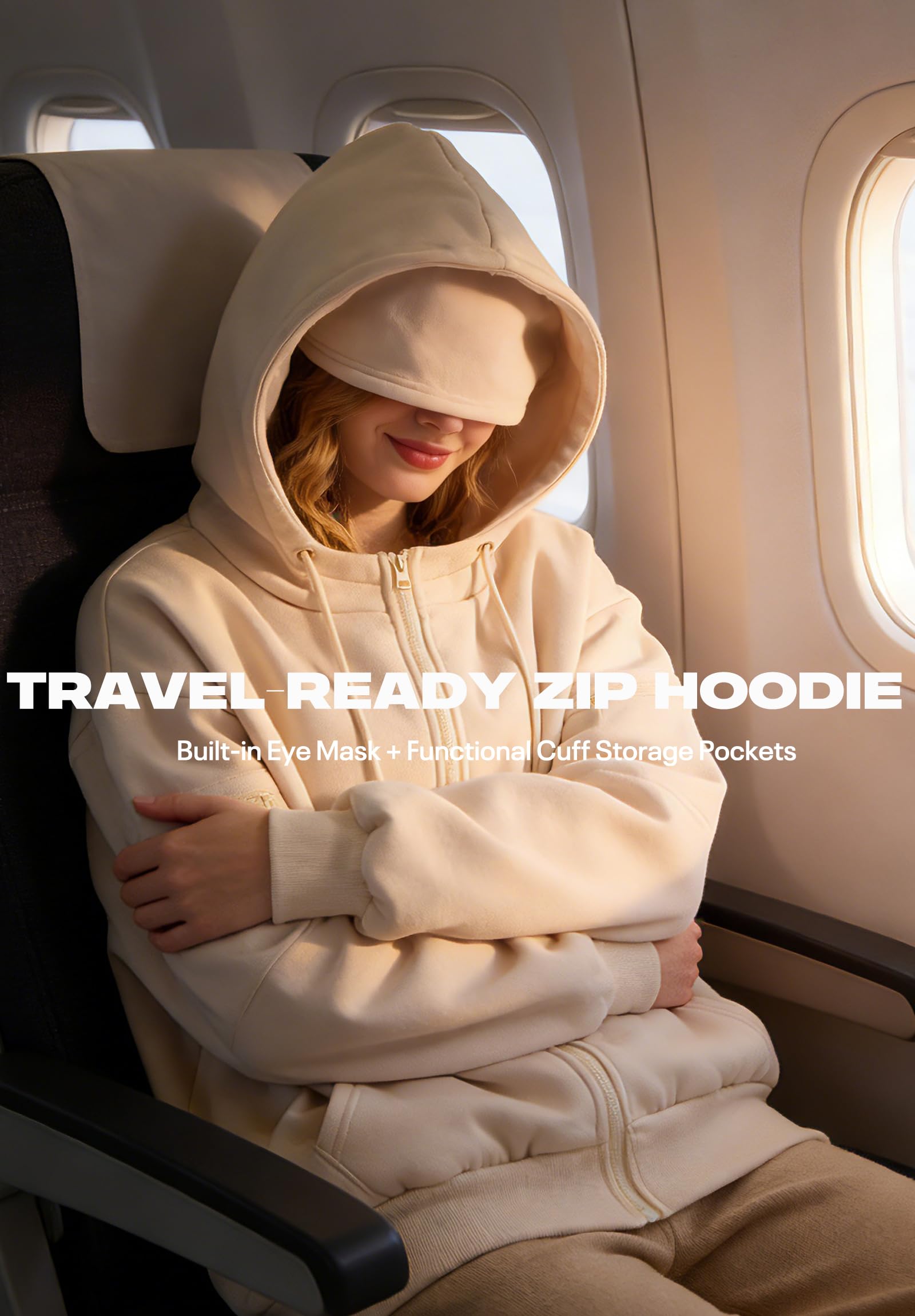 Felpa Zip Donna Uomo con Cappuccio Mascherina per Occhi Integrata | Giacca Pile Oversize Casual per Viaggi e Quotidiano Invernale Moda Sportiva Hoodie Manica Lunga Sweatshirt Aperto Tasche