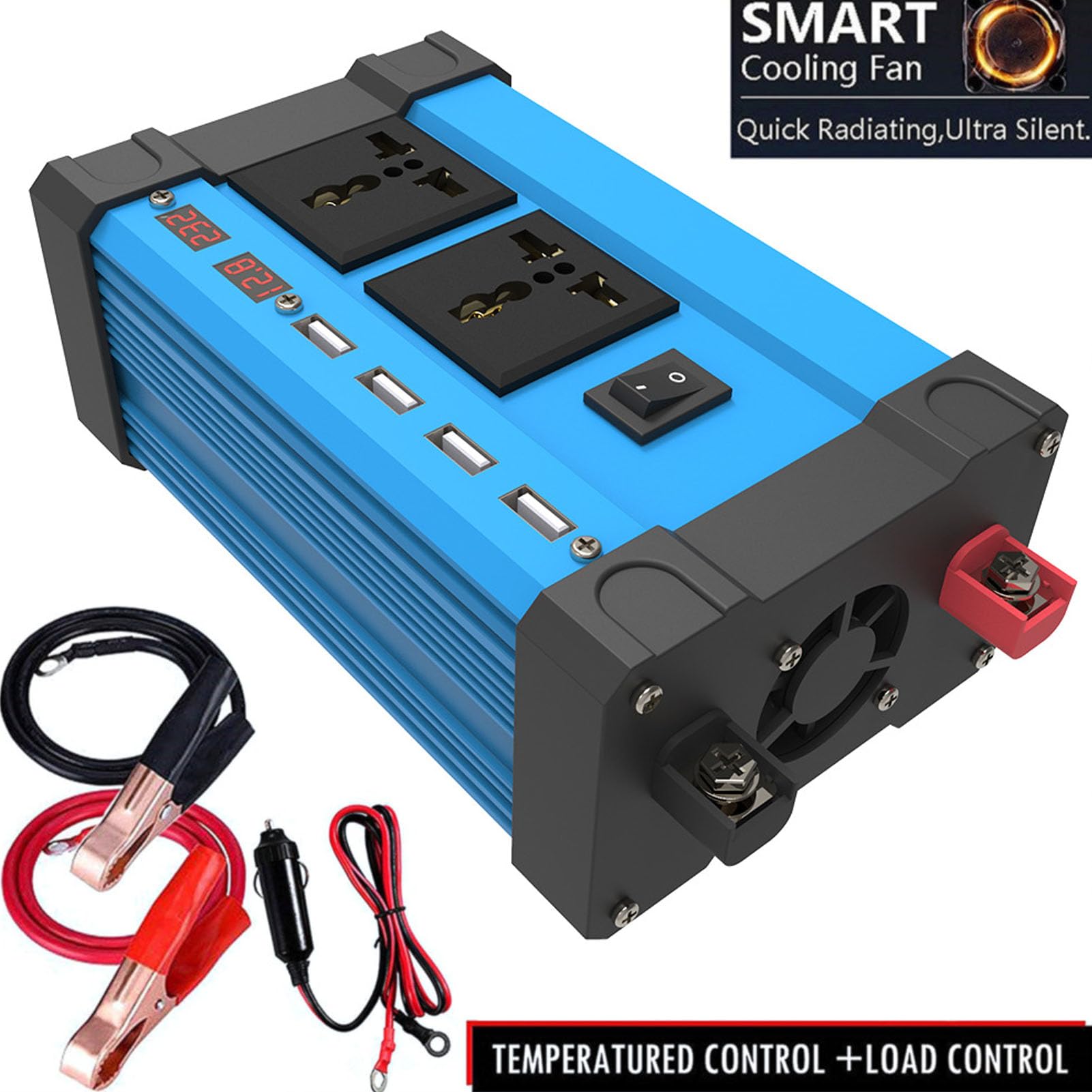 Inversor de onda sinusoidal modificado 500W simple ABS doble pantalla LCD protección de seguridad inversor solar para acampar