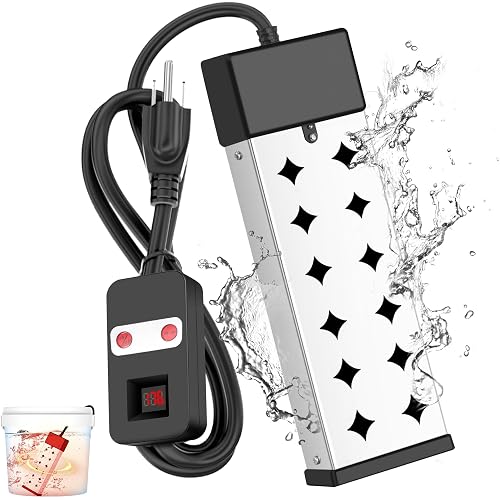 Immersion Water Heater Electric, 1800W Portable Water Heater with Temperature Display, Anti Dry Burn Protection & Adjustable Thermostat, Full Submersion Required for Buckets, Tubs, Pools, 120V