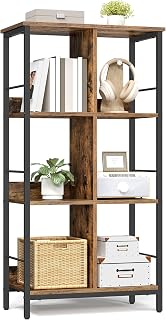 VASAGLE Regal mit 3 Ebenen, Bücherregal, Standregal mit 6 Fächern, für Wohnzimmer, Schlafzimmer, Arbeitszimmer, Küche, 30 x 60 x 114 cm, vintagebraun-tintenschwarz LLS178KD01