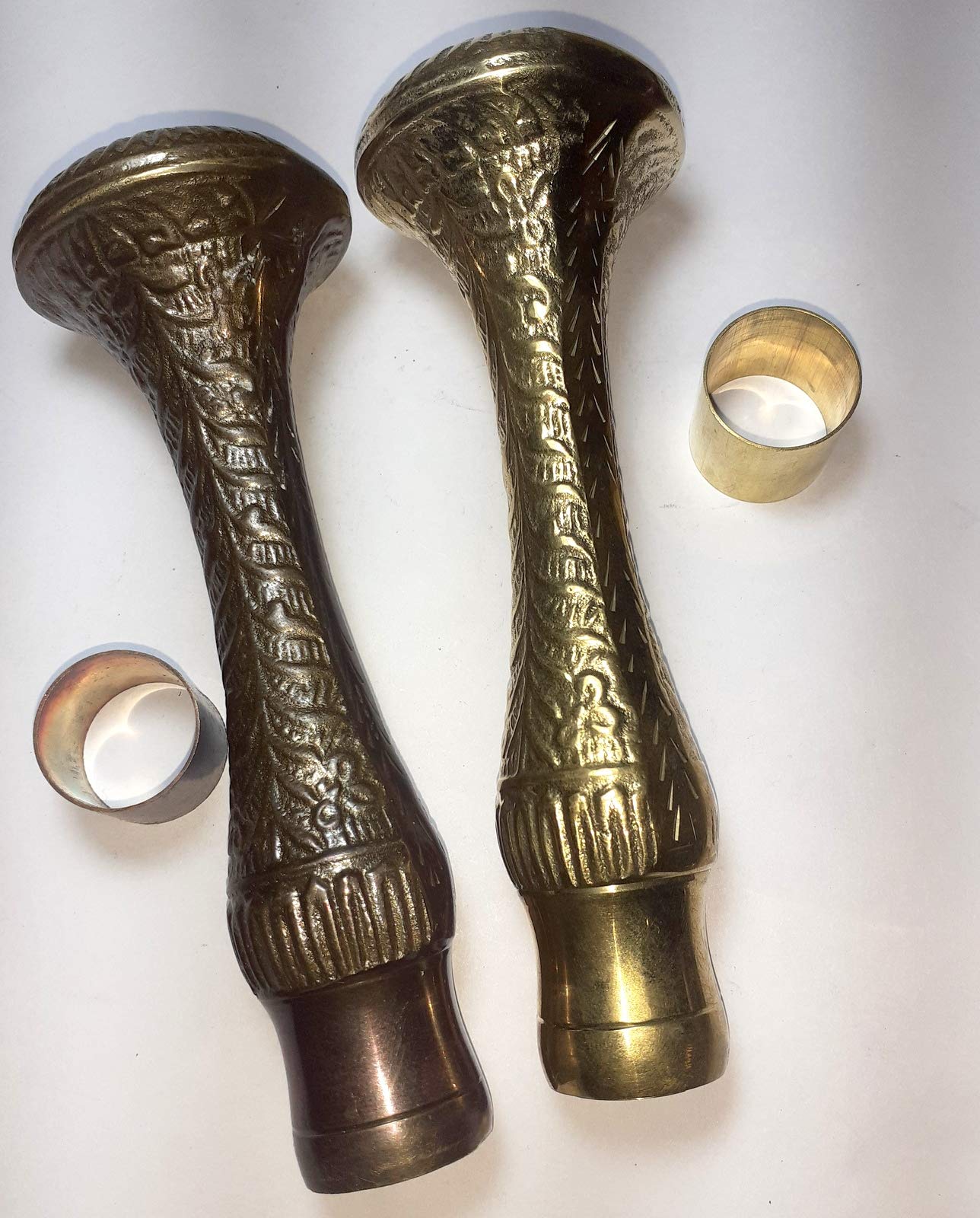 Poignée à deux étages en laiton massif marron antique canne