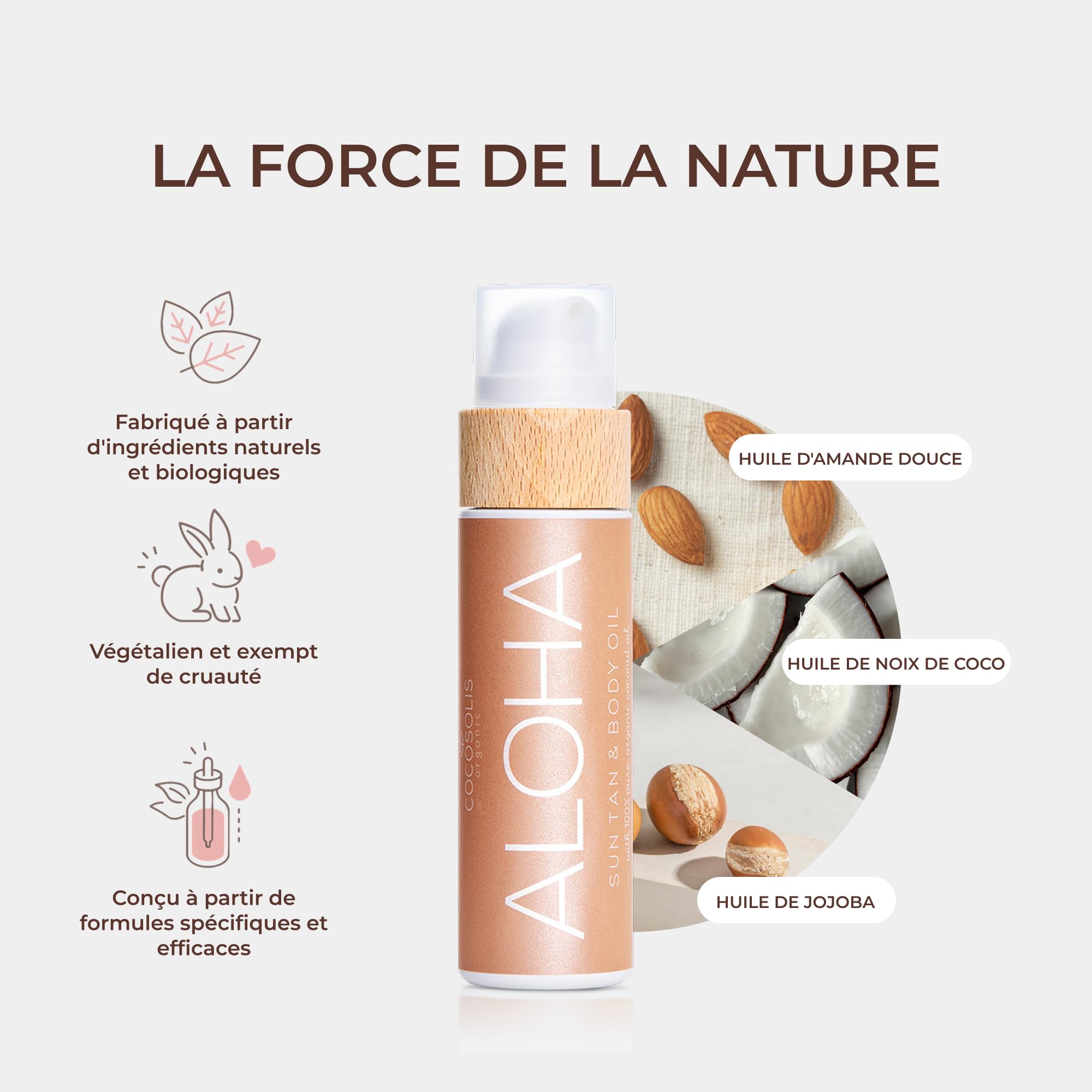 COCOSOLIS ALOHA Accélérateur de Bronzage | Huile Bio à la Noix de Coco pour un Bronzage Naturel | Huile Intense Chocolat | Six Huiles Naturelles