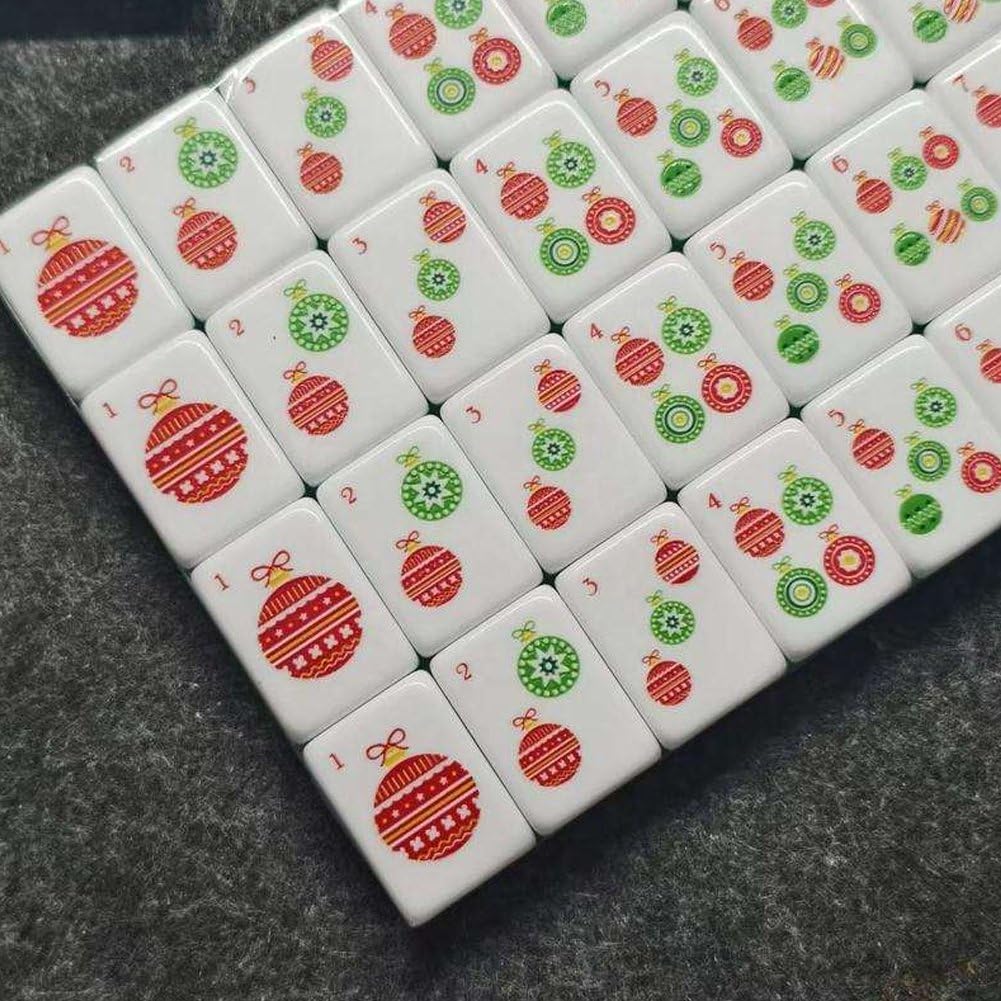 Set di Tessere Mahjong, Tessere Mahjong Americane a 4 Strati con Stampa a Tema Natalizio, Set 160 Pezzi per Casa, Viaggi E Serate di Gioco.