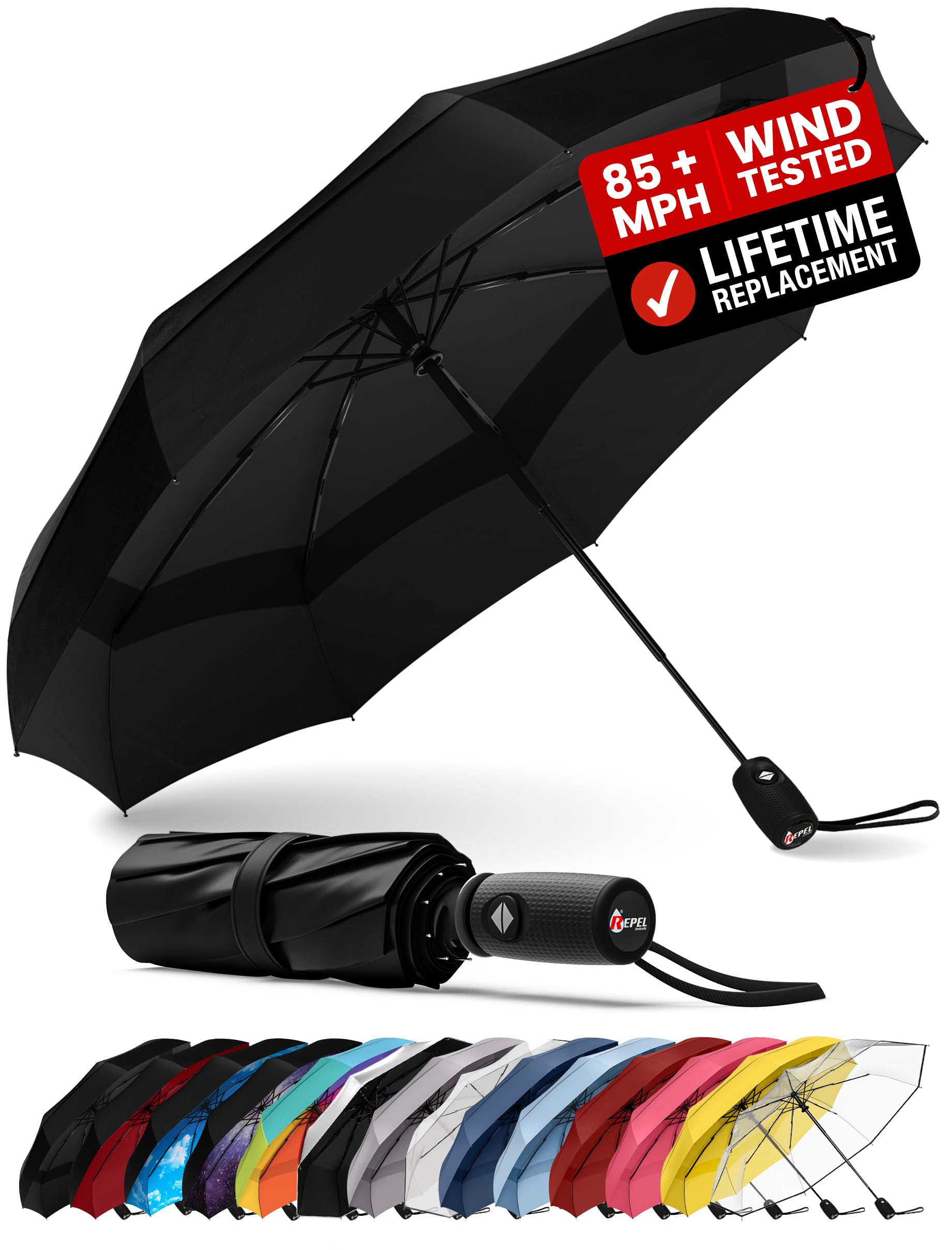 Repel UmbrellaREPEL Windproof Travel Umbrella - Compact & Withstands Winds up to 85MPH , Strongest Premium Auto Folding Umbrella for Rain and Sun - Durable, Light & Portable for Women & Men , Fits Backpack & CarsGlobal Recycled StandardGlobal Recycled StandardGlobal Recycled Standard