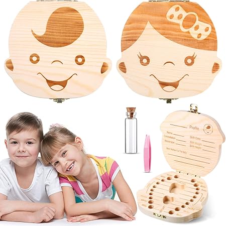 Amazon Com 2 Cajas De Madera Para Guardar Los Dientes De Los Ninos Con Pinzas Y Botella Lanugo Para Mantener La Memoria De La Infancia Nina Y Nino Bebes