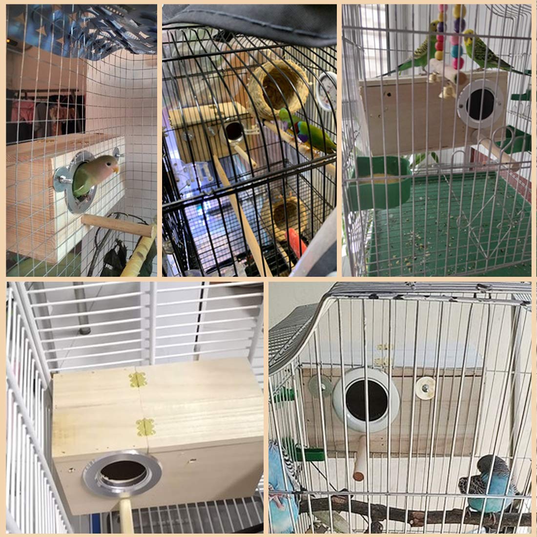 PINVNBY Caja nido para periquitos, casa de pájaros, caja de cría de madera, caja de apareamiento para loros, periquitos, pinzones, cacatúas, canarios y pájaros de tamaño mediano (S)