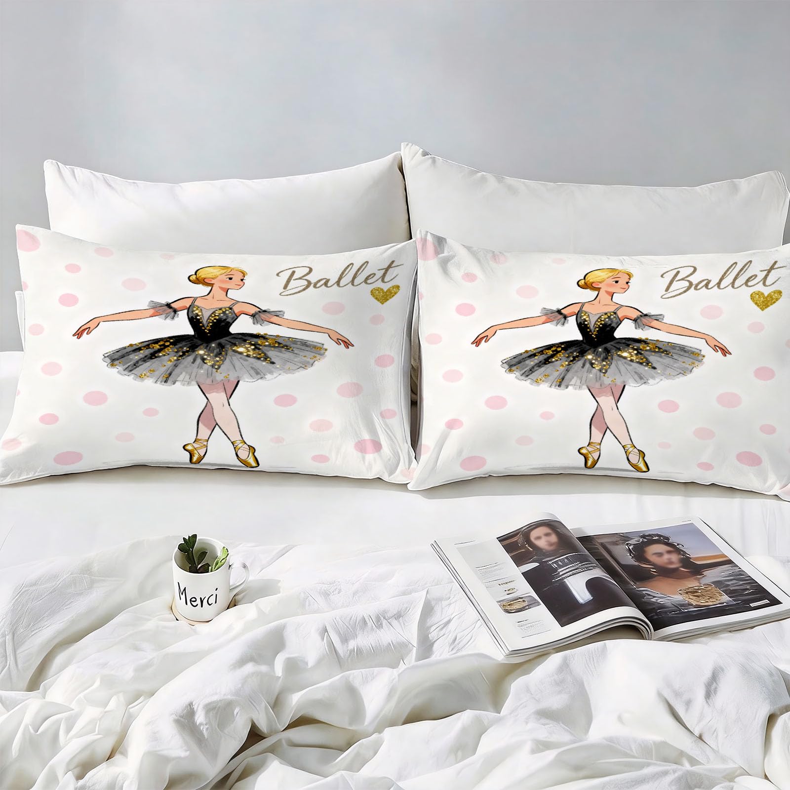 Funda Nordica Cama 135/150 Bailarín/Bailarina de Ballet 3D Fundas Nordicas Patrón de Dibujos Animados 3pcs Ropa de Cama Microfibra Suave Funda Nordica 220 x 240 y 2 Funda de Almohada 50x80 cm