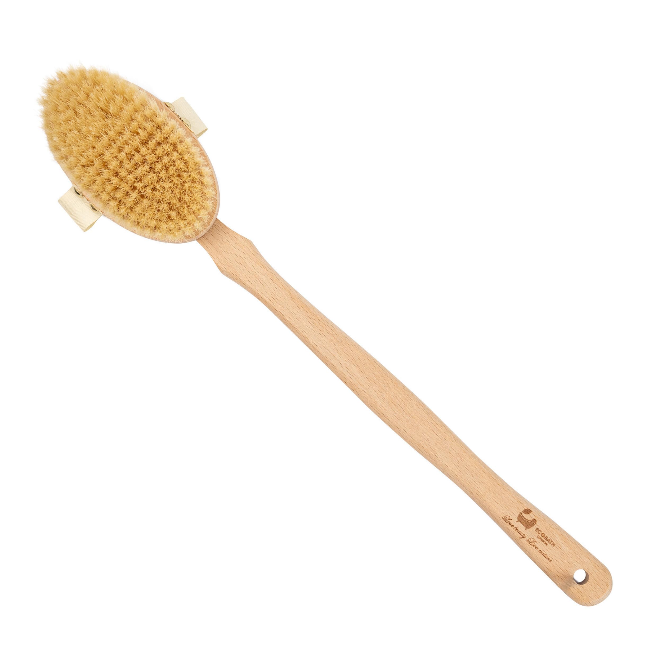 Eco Bath London Natural Soft Bristle Body Brush with Detachable Handle - Gentle