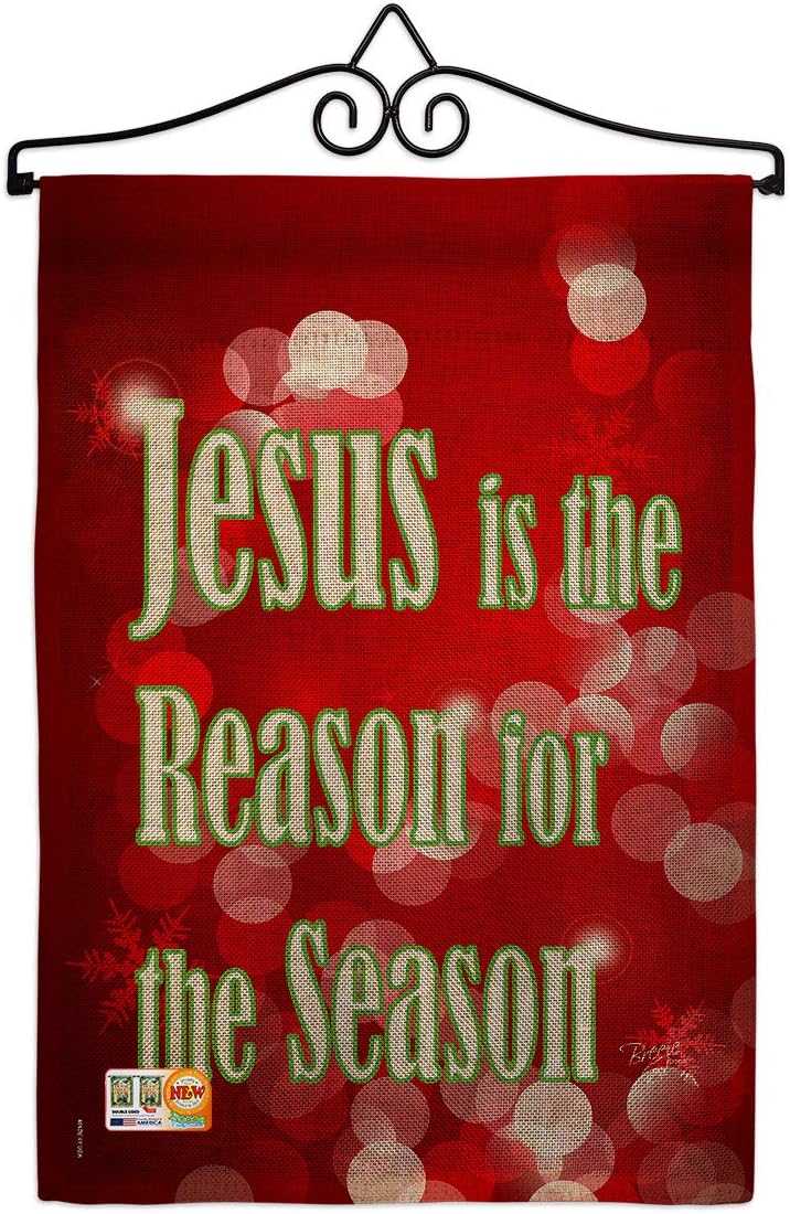 Jesus is the Reason Burlap Garden Flag Wintertime Nativity Three King Religious Holy Family Season Christian Small Decorative Gift Yard House Banner Double-Sided Made In USA 13 X 18.5