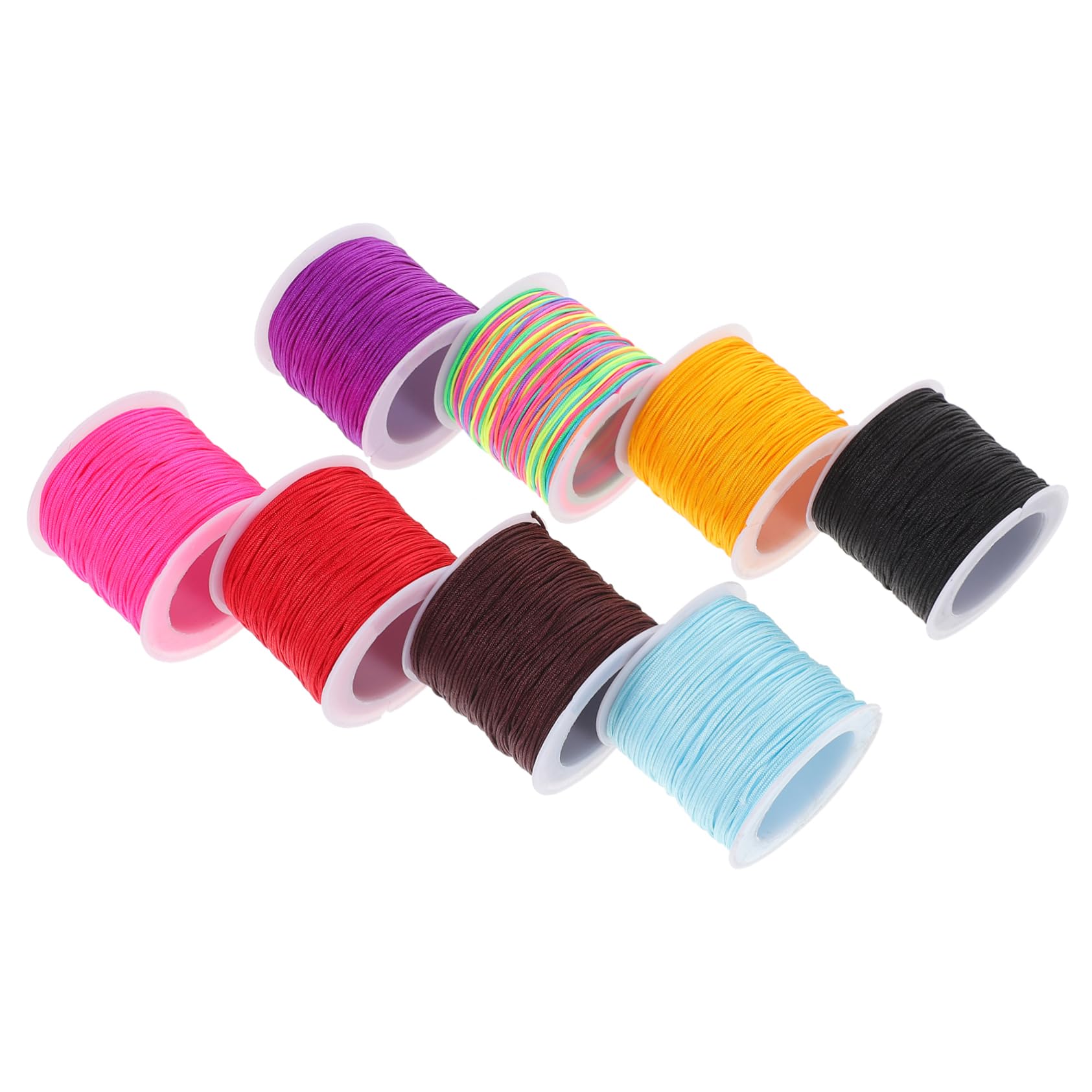 VILLCASE Cuerda Trenzada Enroscarse Kit De Cuentas De Pulsera Rosario Cordón De Pulsera Suministros De Tejer Hilo Usado De Ganchillo Hilo Para Manualidades Nylon 8 Rollos*4