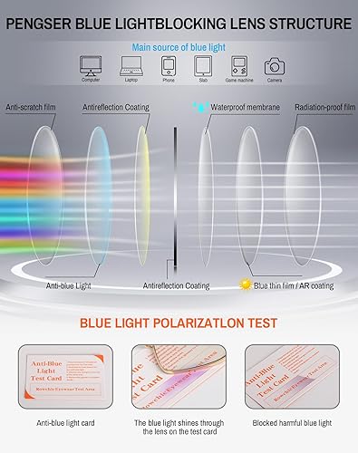 Vista 11 de Blue Light Glasses, Stylish Anti Blue Light Blocking Glasses for Computer Reading, Gaming, TV, Phones Transparente