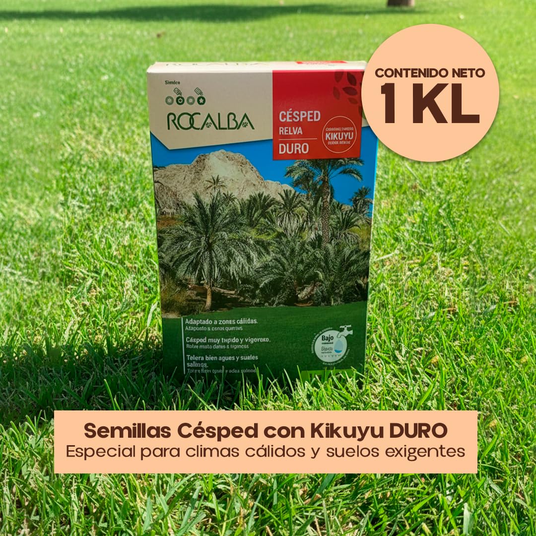 Semillas de Césped con Kikuyu Duro 1 kg | Resistente al Pisoteo y Agua Salina | Bajo Mantenimiento | Ideal para Zonas Secas | Suelos Difíciles | Cobertura 40 m2 | Mezcla Profesional | Nexum Market