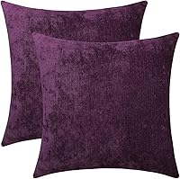 Vista 32 de Juego de 2 fundas de almohada decorativas de pana burdeos suaves y acogedoras, fundas de cojín cuadradas de chenilla para sofá, decoración de sala