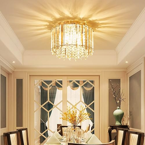 Miniatura 6 de AGV LIGHTING CL026 K9 Lámpara de techo de cristal, montaje empotrado, diseño moderno, 11 pulgadas de profundidad x 9.5 pulgadas de alto, 4 luces