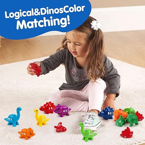 Miniatura 5 de Juguetes de aprendizaje para niños pequeños de 3, 4, 5 años, juguetes de dinosaurios Montessori, conteo de números, juegos de dinosaurios a juego y