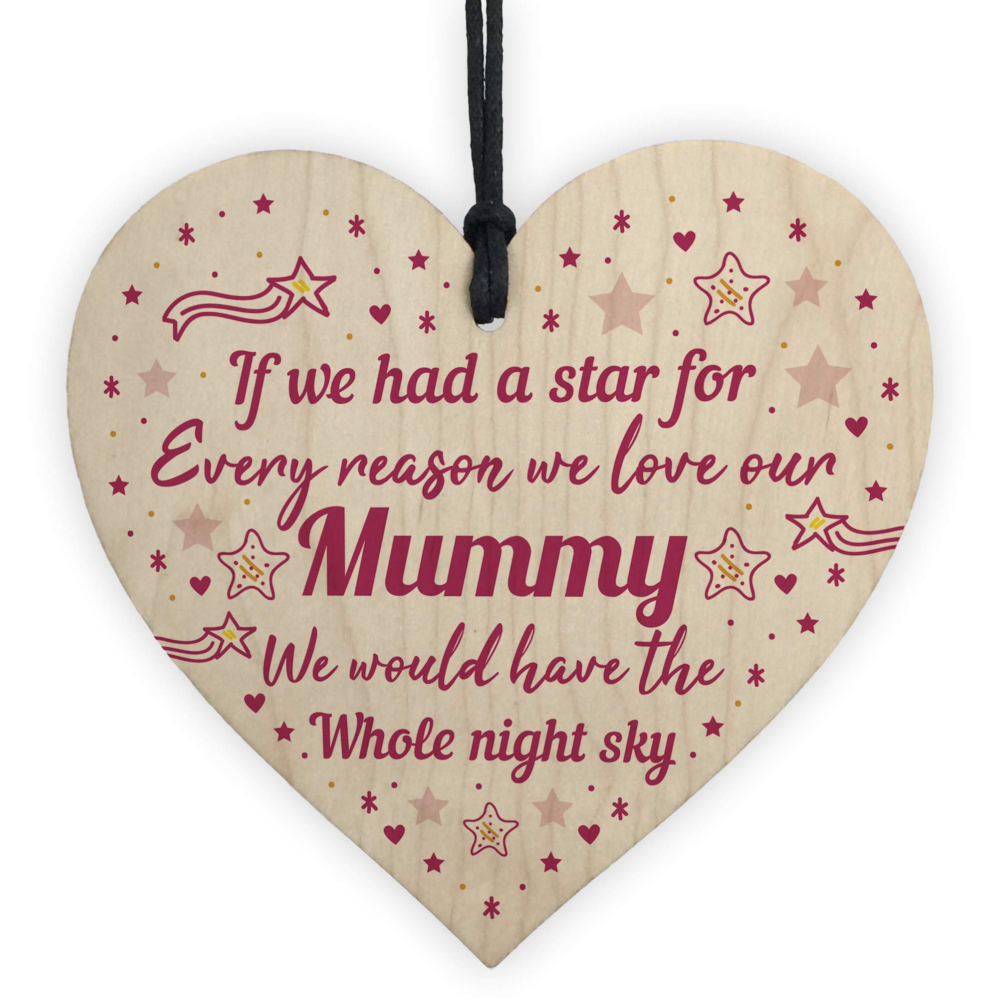 Red Ocean Multicolor Mummy Gifts Wooden Heart Plaque Mummy Birthday Gift Keepsake Plaque
