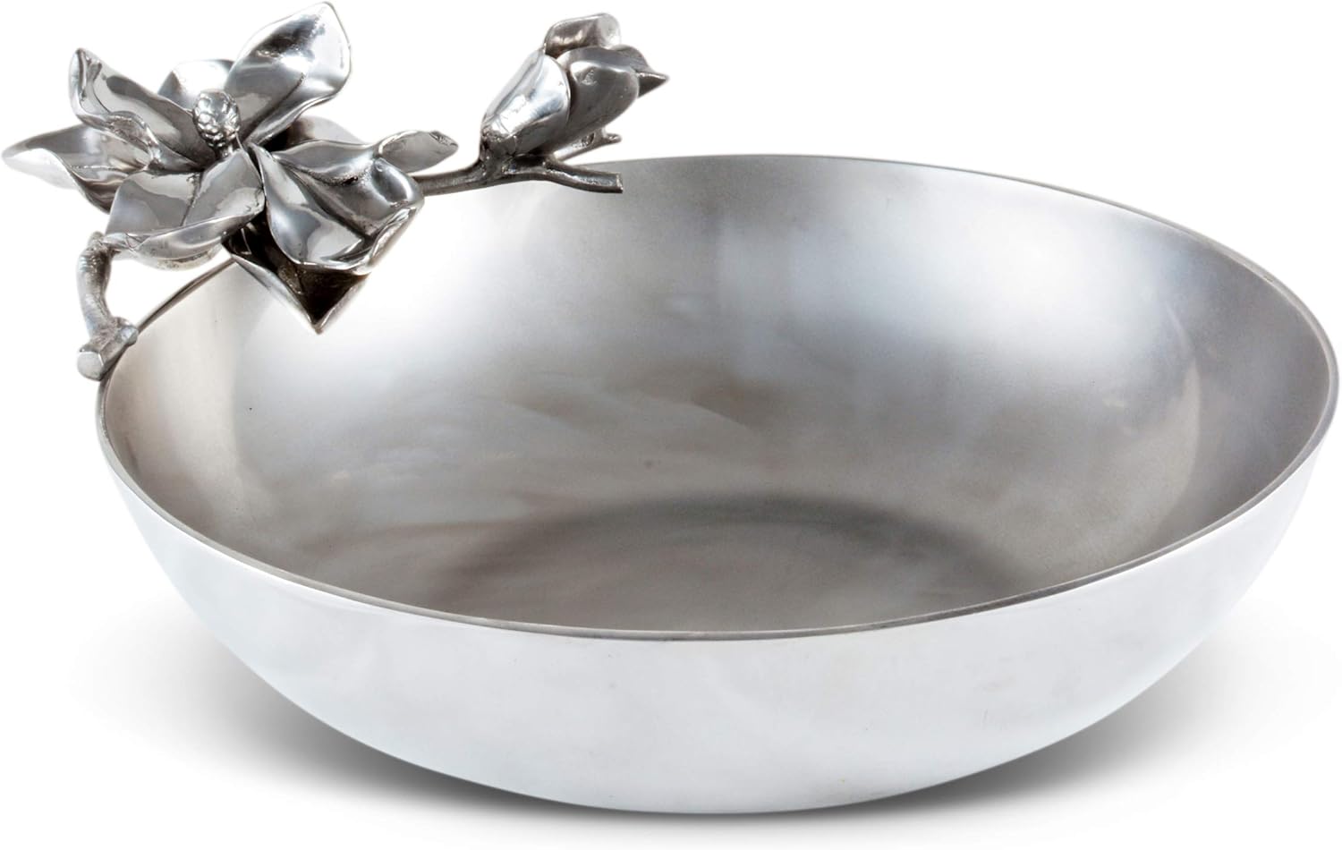 Arthur Court Designs Aluminum Metal Magnolia Flower Food Serving Bowl 13.75 Diameter