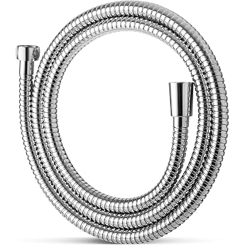 OFFO Shower Pants 2m with Twist Protection Stainless Steel Replacement High Pressure Shower Pipe Kink Protection Shower Pants for Bathroom Fittings Chrome