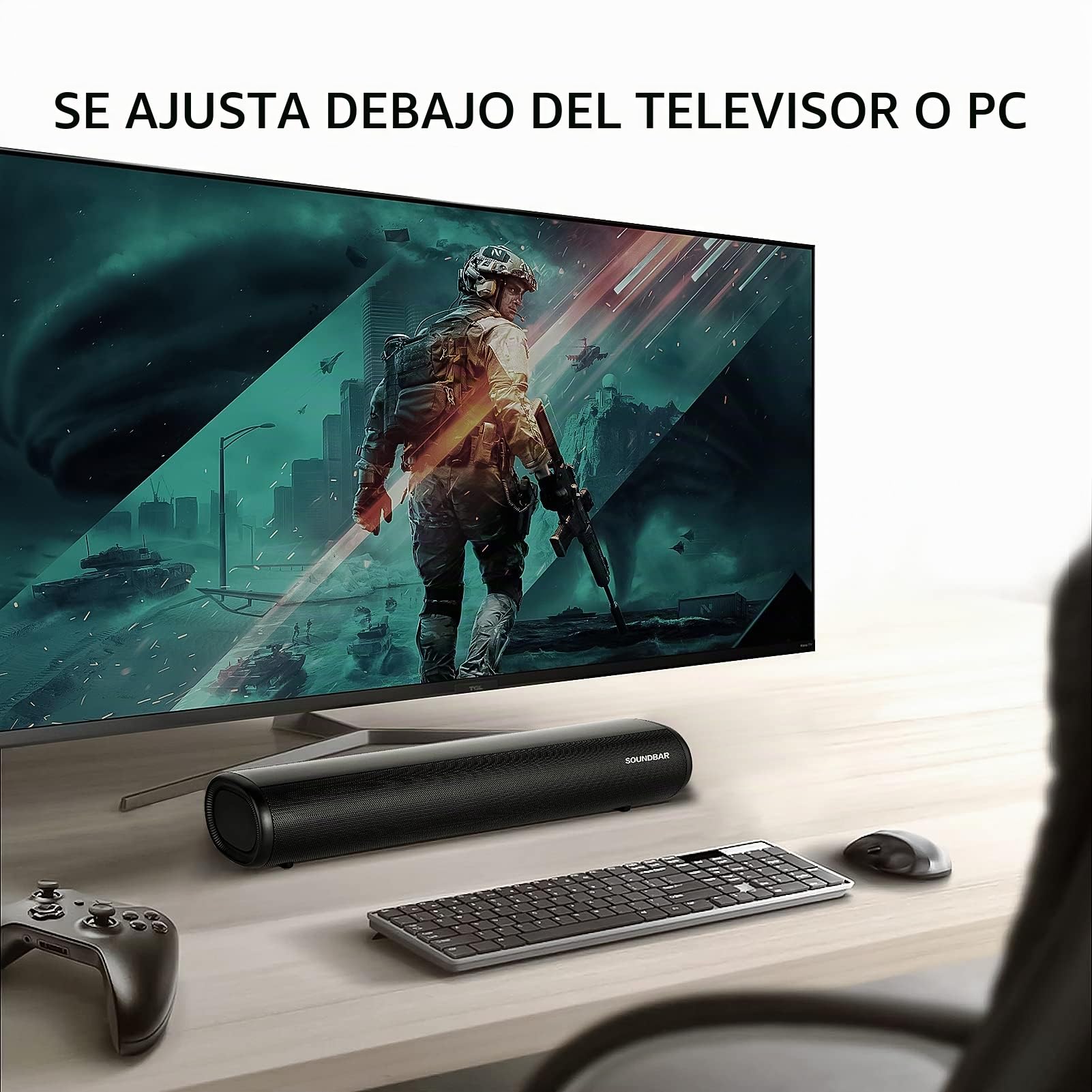 Barra de Sonido,Barra de Sonido para TV, 3 Modos de Igualador, 2.0 Canales, Altavoces Bluetooth Inalámbricos de 30 W 5.0, Mini Sound Bar para Conexiones de Bluetooth, HDMI ARC/Optical/AUX/USB (50cm)