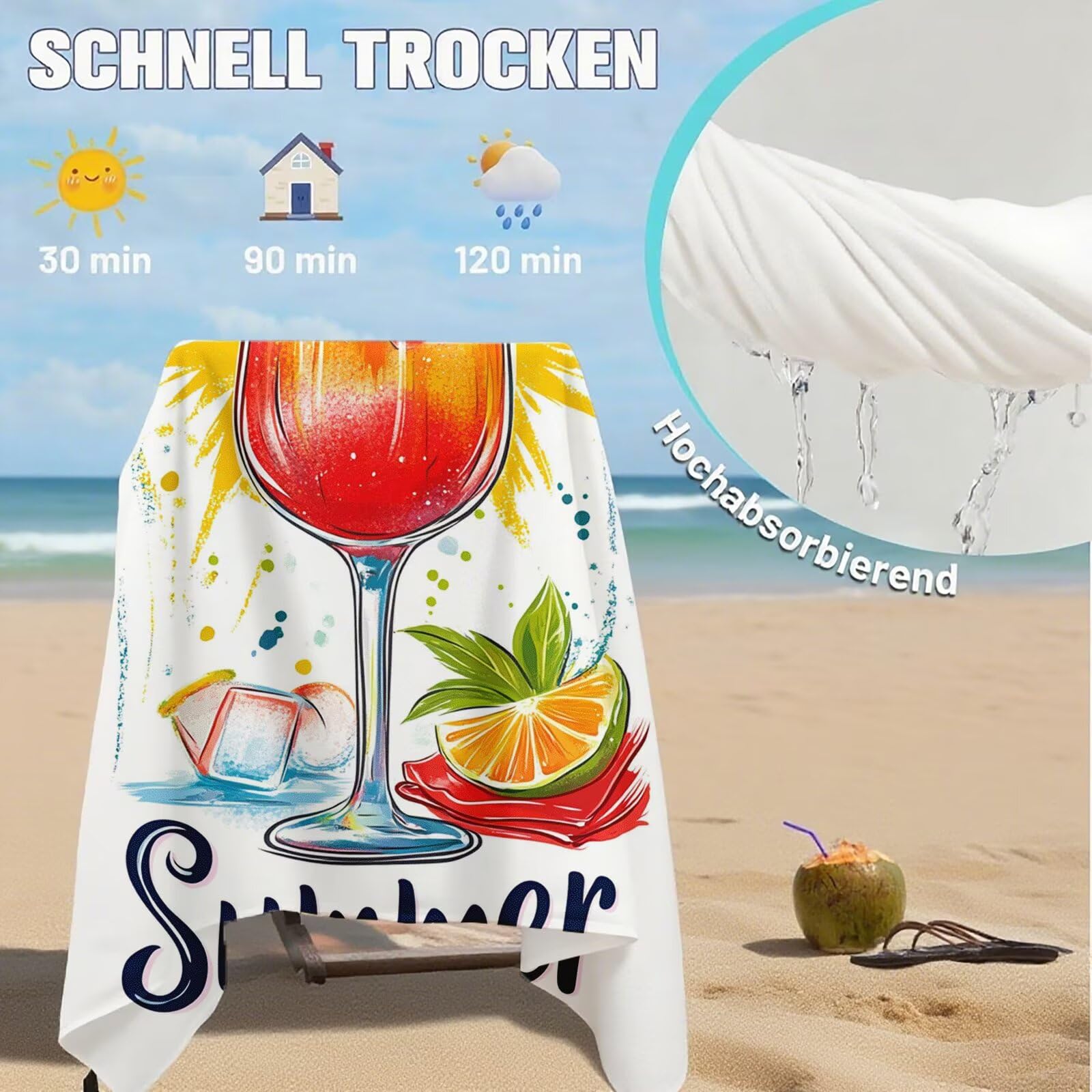 Serviette de Plage Microfibre Serviette Plage 100x150 cm 2 Pack Séchage Rapide, Anti-Sable, Absorbante Fonction Drap de Plage XXL pour Bain, Sport, Voyages, Sauna, Piscine, Yoga, avec Sac Été Q-728