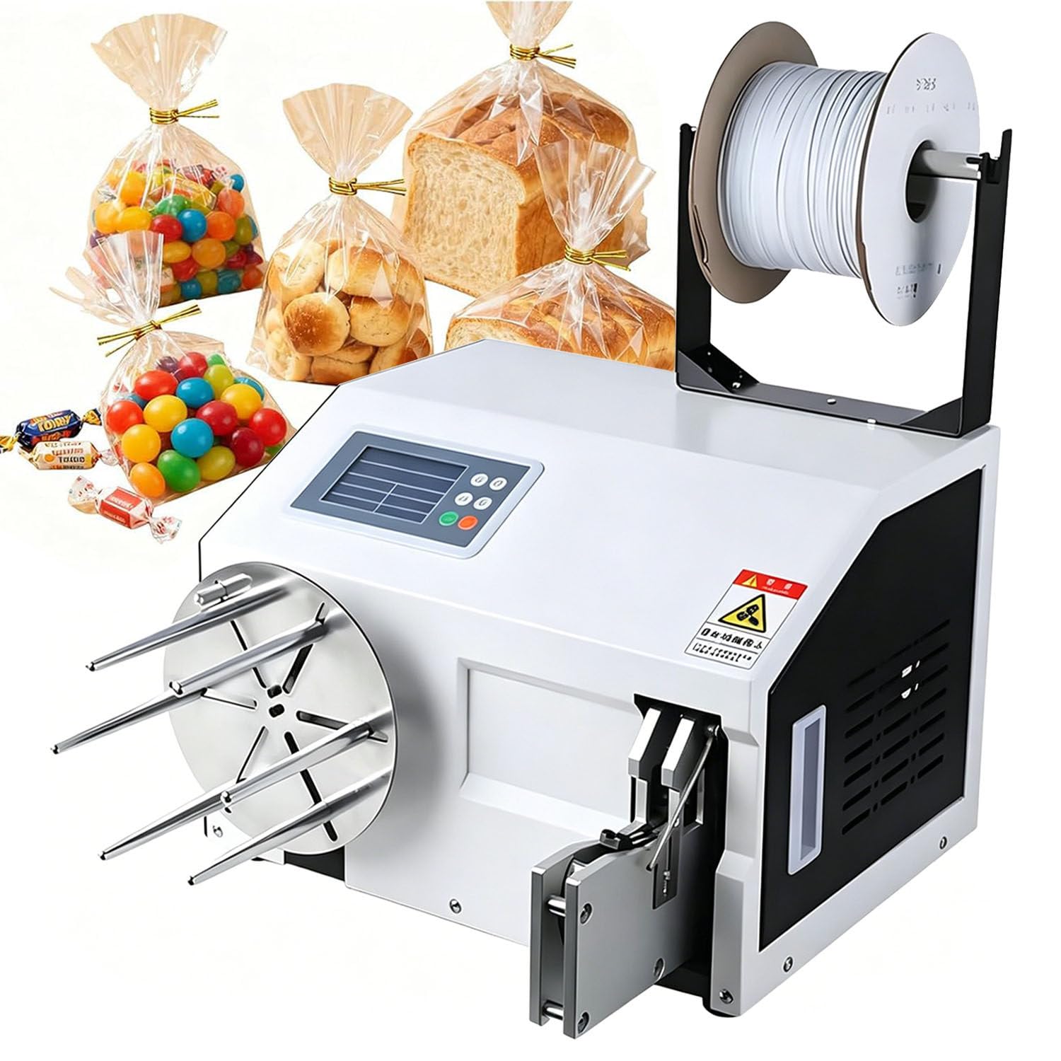 COAKUE Candy Bread Toy Twist Tying Machine, Automatic Twist Tie Machine, Cable Tie Winding Machine, 400W, 60-75 Turns/Min, with Tool Bag, for Bakery Toy Shop Industrial Bundling B