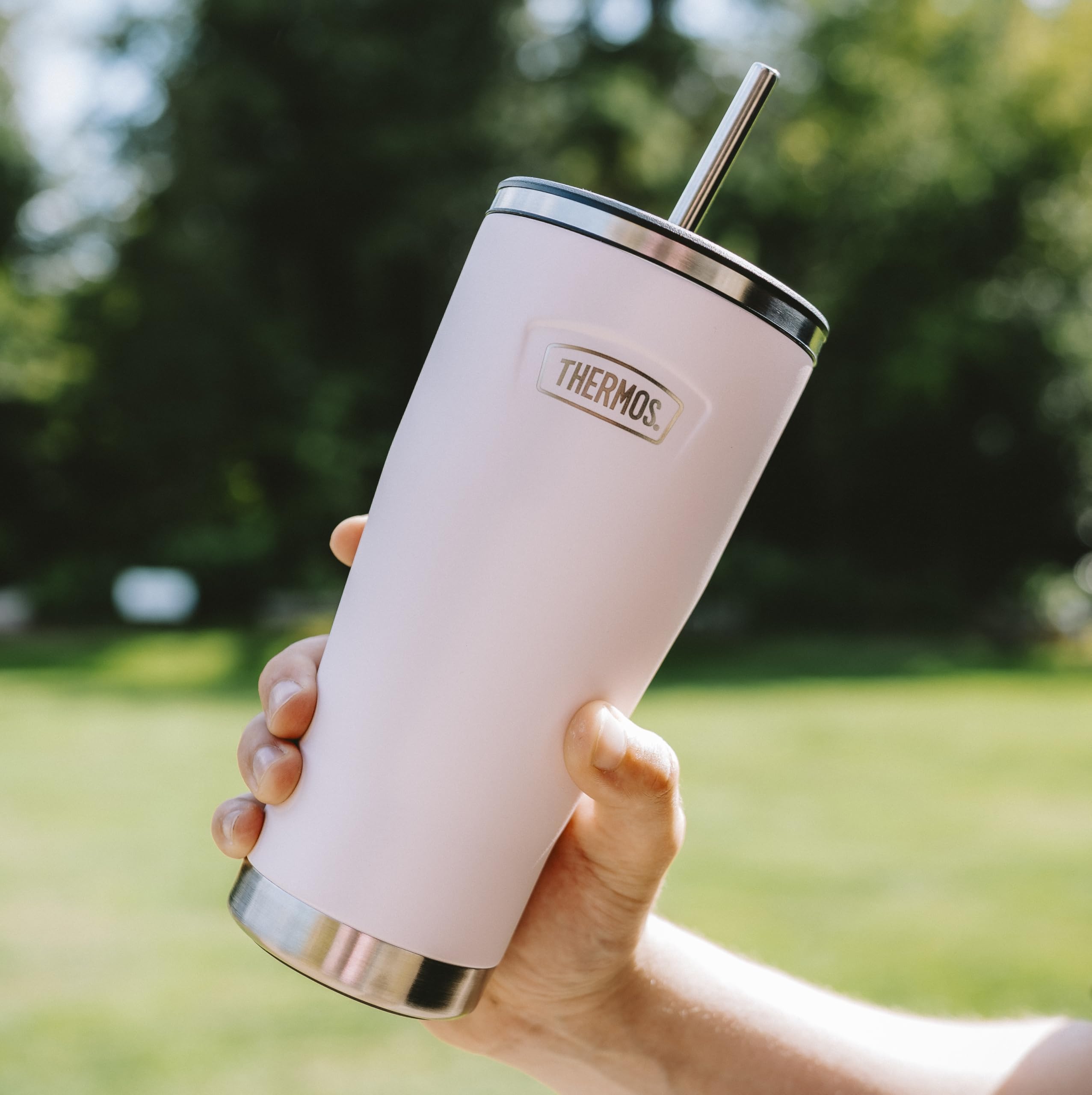 Thermos Trinkflasche aus Edelstahl, Motiv: Harebell Blue Icon (710 ml), BPA-freie Metall-Wasserflasche mit Strohhalm, wiederverwendbare Sportflasche, 22 Stunden Kaltgetränke, spülmaschinenfest | Thermoisolierte Wasserflasche für Erwachsene, Edelstahl, mit