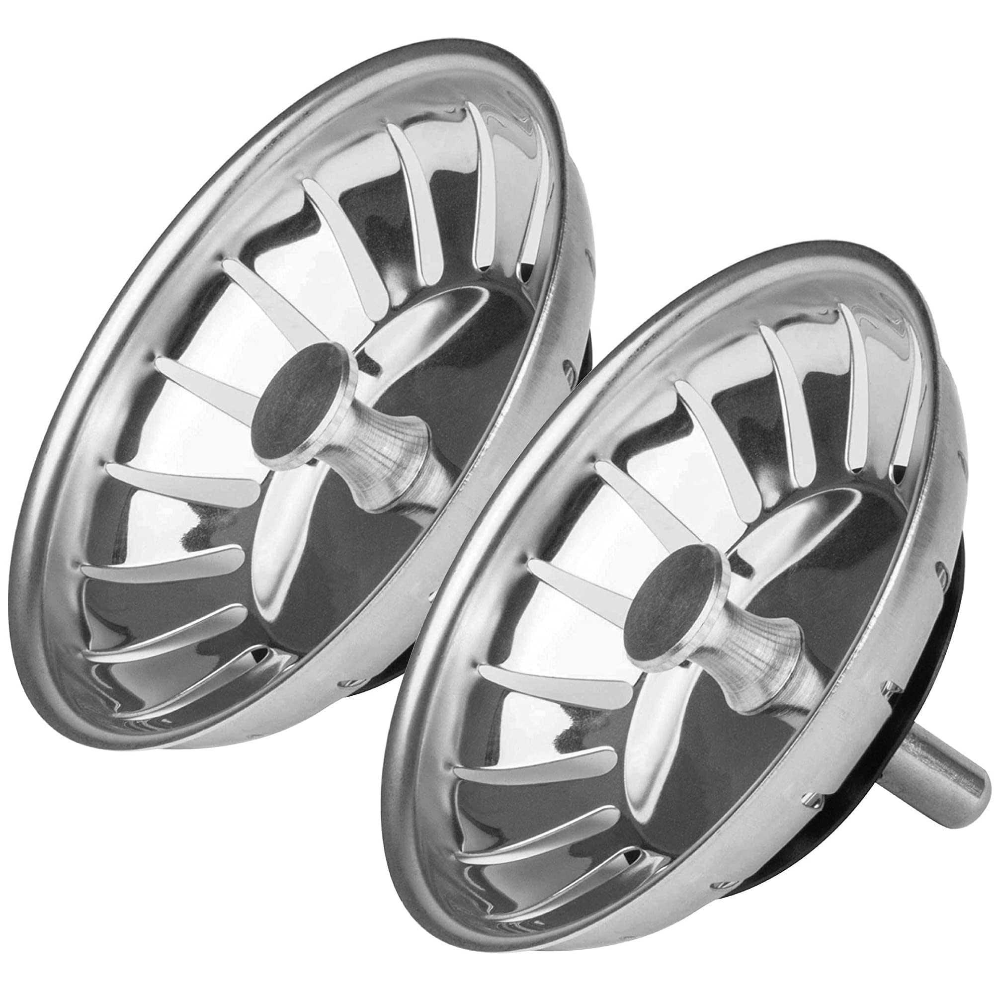 andrew jamesStainless Steel Sink Strainer Plug for Food Waste | 78mm Diameter Drain Basket Filter | Prevent Blocked Drains & Smells in The Kitchen | Durable Design for Regular Use (78mm Twin Pack)