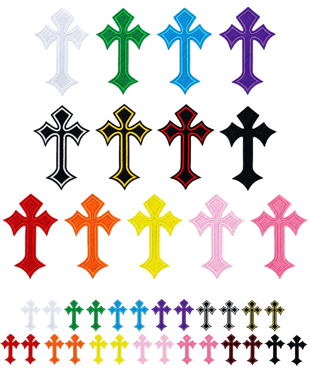 39pcs Cross Patches, Cross Embroidered Applique Iron on Patch for Clothes Jeans Hat Backpack DIY