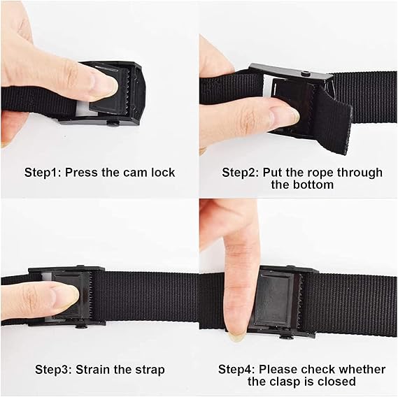 4PCS Tie Down Straps with Adjustable Buckles, 59x1 Heavy Duty Cam Buckle Lashing Straps for Cargo, Trucks, Luggage, Trailer, Motorcycle (Dark Blue)