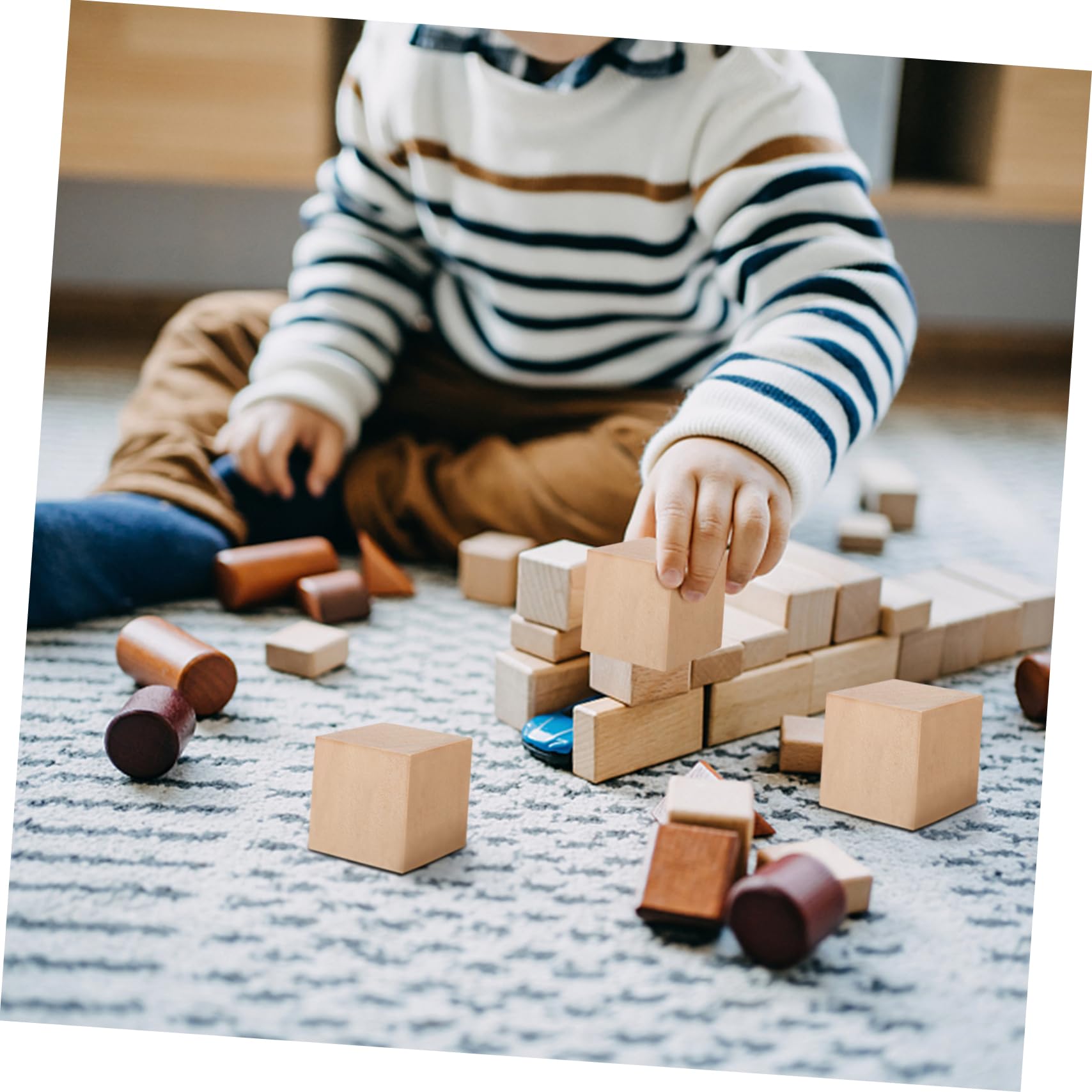 STOBOK 10 Cubos de Madera sin Terminar Fáciles de Pintar Superficie Lisa 10 Piezas para Manualidades y Rompecabezas para Niños