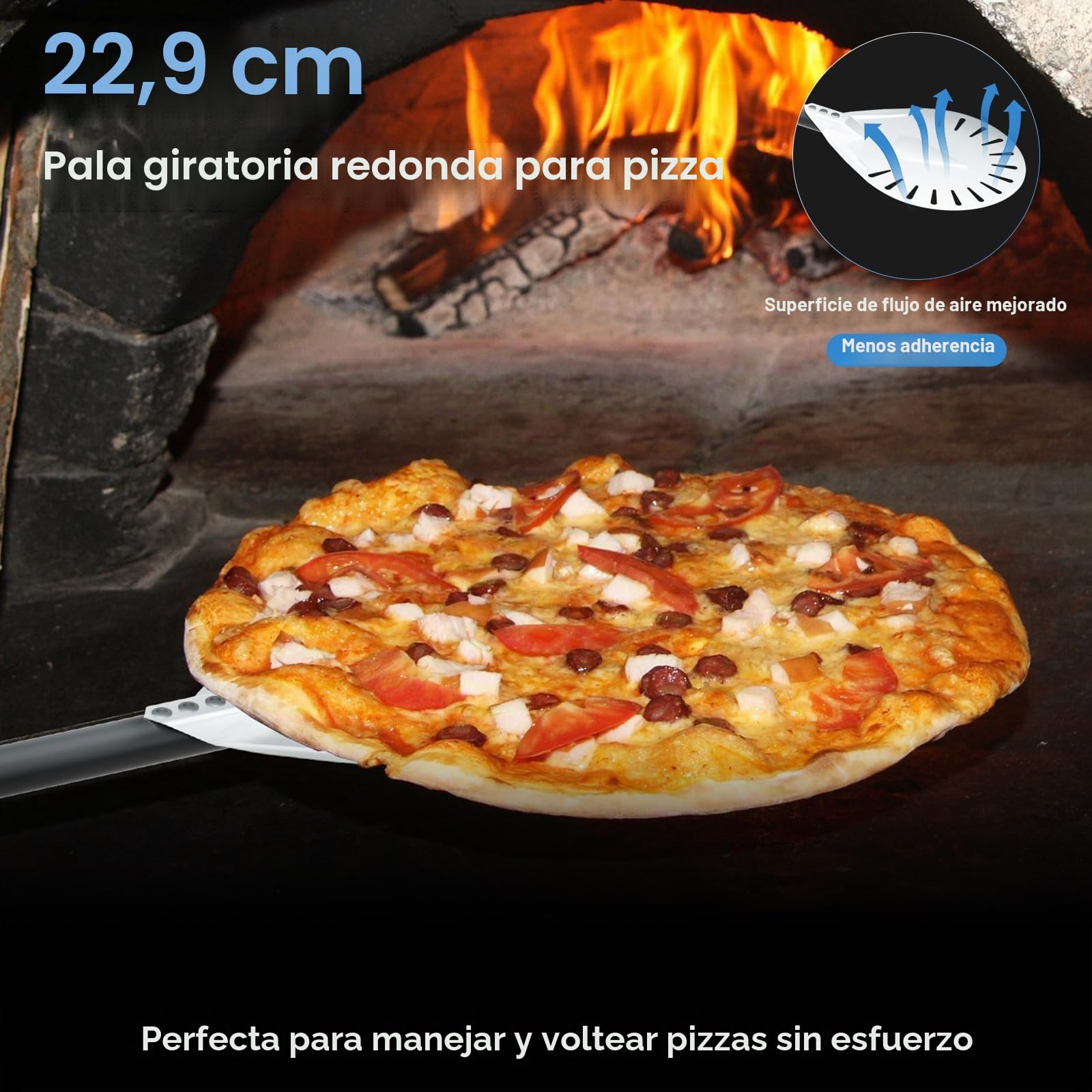 4PCS Accesorios para Horno de Pizza, iklestar Pela de Pizza Perforada de 30x40cm, Pela Giratoria de Aluminio de 83cm con Mango Largo, Cepillo Limpiador de Piedra de Horno para Pizza Casera