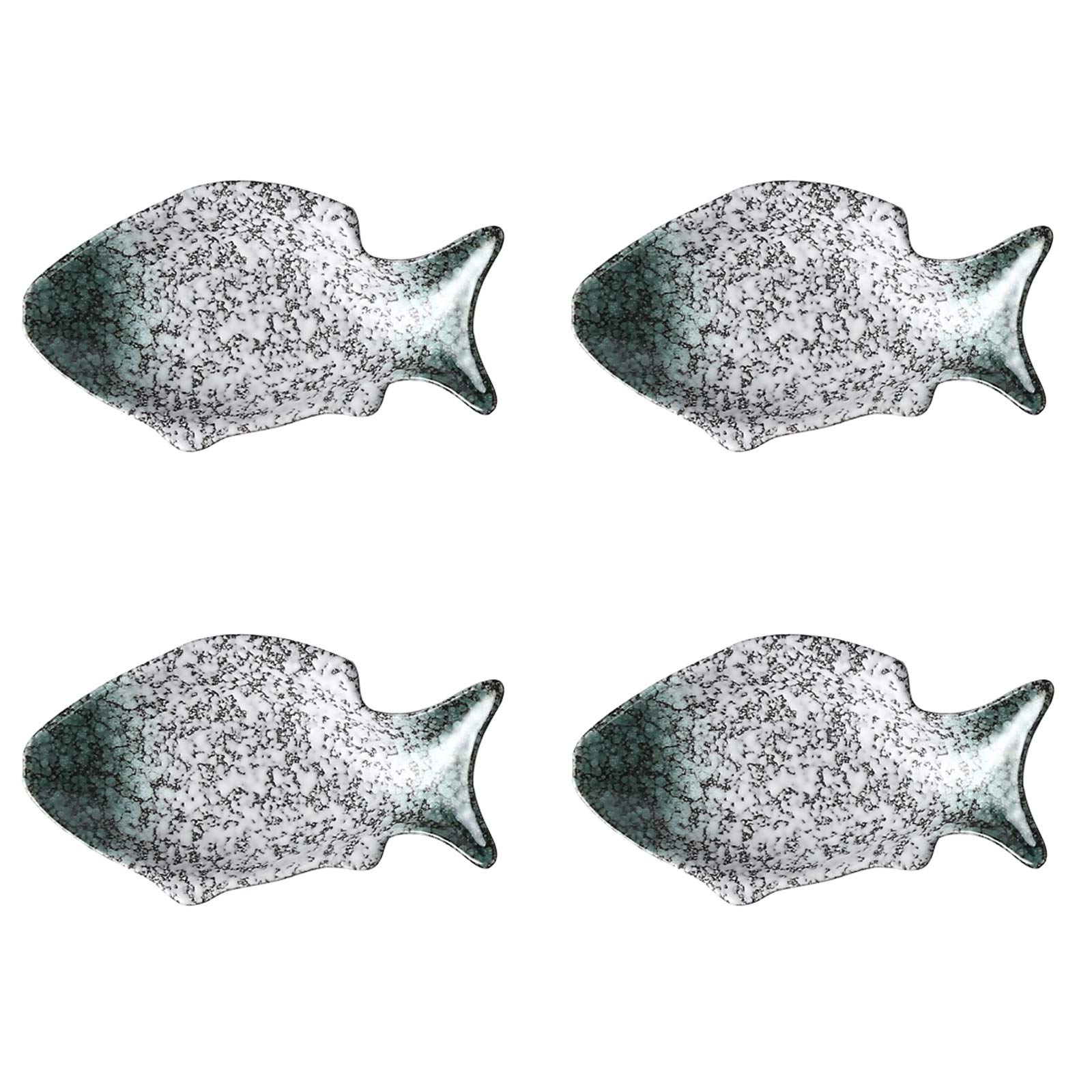 HEXEH Salatteller Fisch geformte Sauce-Gerichte Japanischer Stil Keramik-Soja-Essig-Tauchplatte Gewürz-Saucer-Gewürz-Ketchup-Tauchschalen for Zuhause 4 Packung Plastikteller (Color : A)