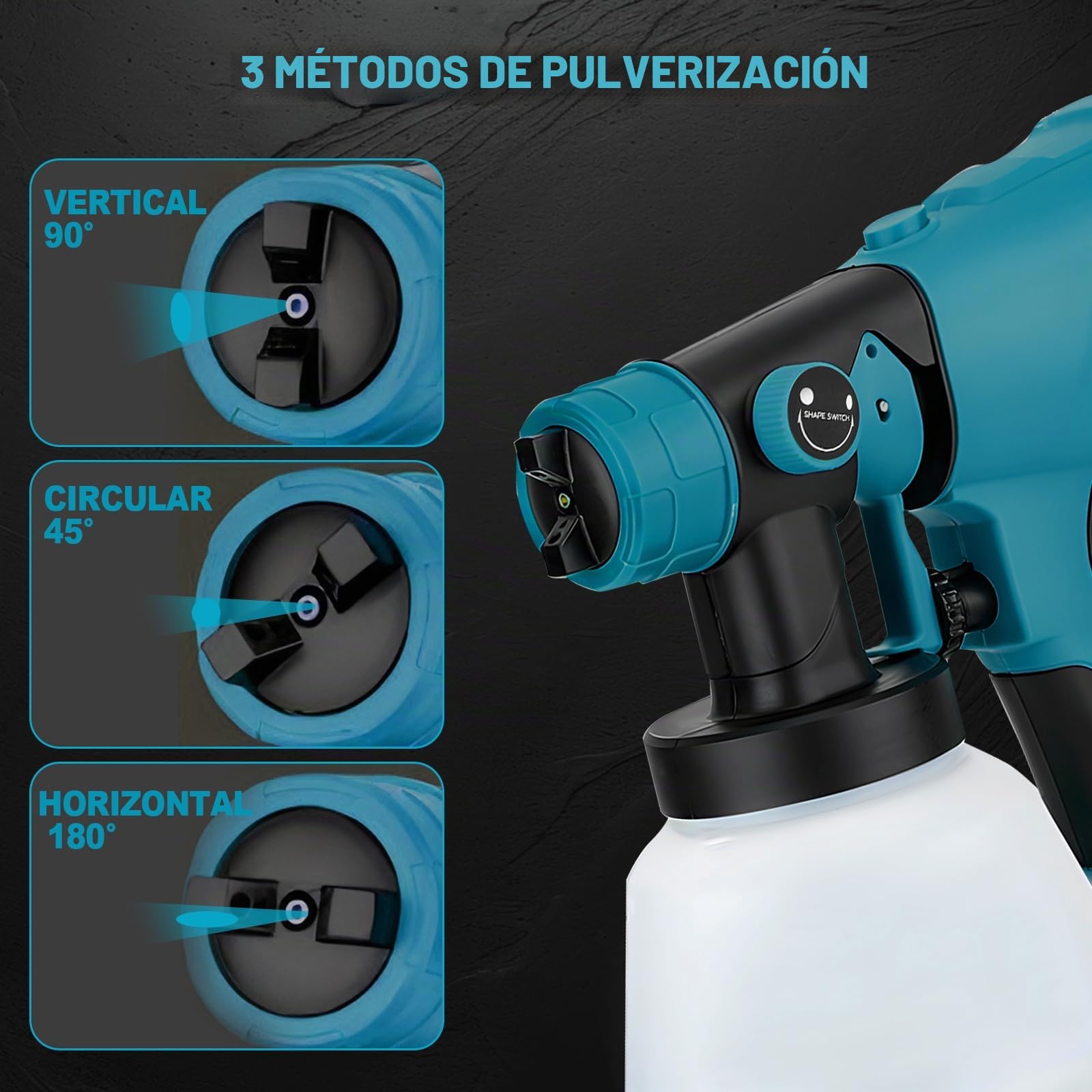Pulverizador de color a batería para Makita 18 V, pistola eléctrica HVLP con 4 boquillas, depósito de 1000 ml, para muebles de casa, vallas, revestimientos de terrazas, paredes y techos (sin