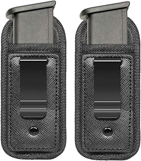 New 2pc Universal Magazine Holster IWB 9mm .40 .45 Mag Holster for Glock 19 43 17 Sig 1911 S&W M&P Fits 7 10 15 Round Clips Gun Ammunition Holster Pouch - TACwolf