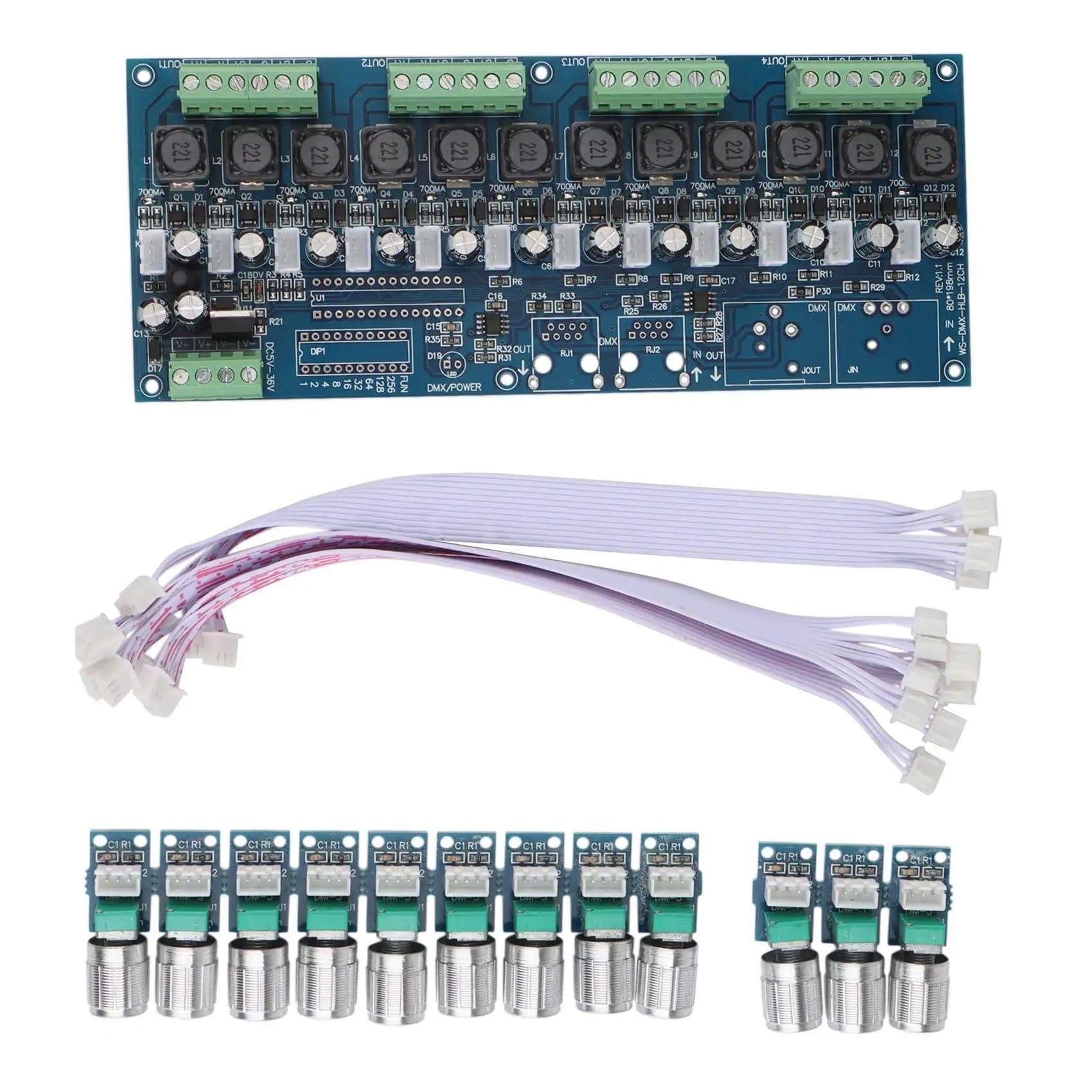 Controlador de Corriente Constante 12 Canales 512, decodificador y regulador Intensidad for Tiras Luces LED WS-DIM-12CH