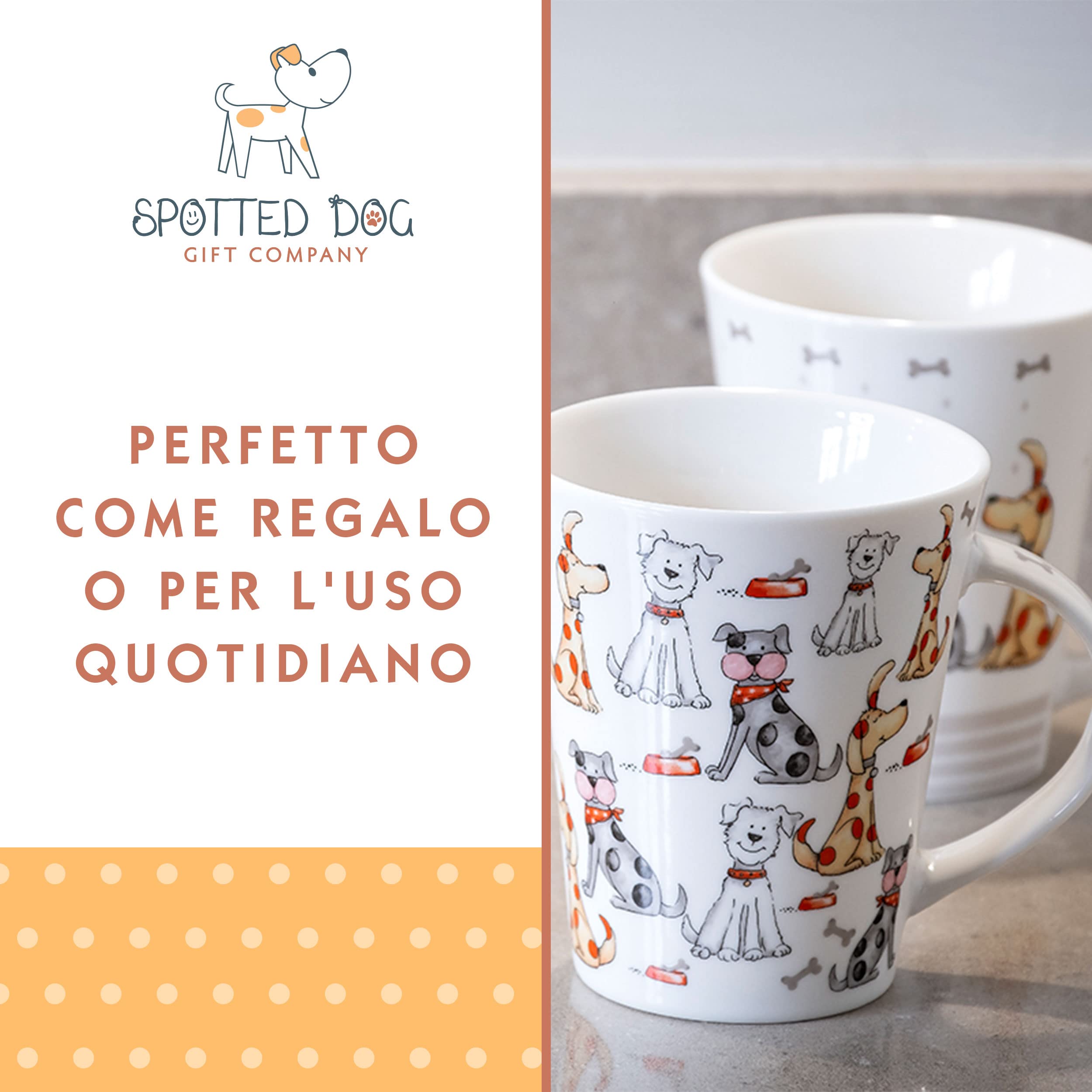 SPOTTED DOG GIFT COMPANY Set di Tazze da Caffè con Cani, Set di Tazze Grandi, Tazze Colazione da Caffè Tè in Ceramica con Carino Cani, Regalo per Cani per Donne Uomini