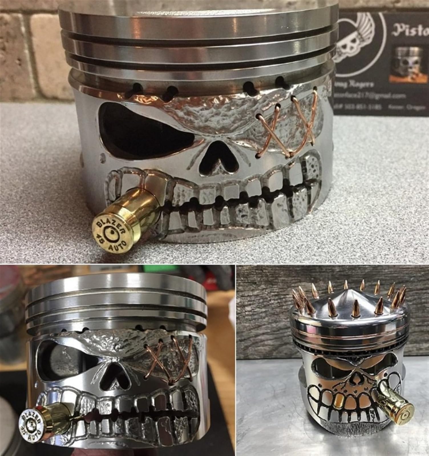 Amazon.co.jp: ピストン スカル フェイス 手作りの興味深いアート