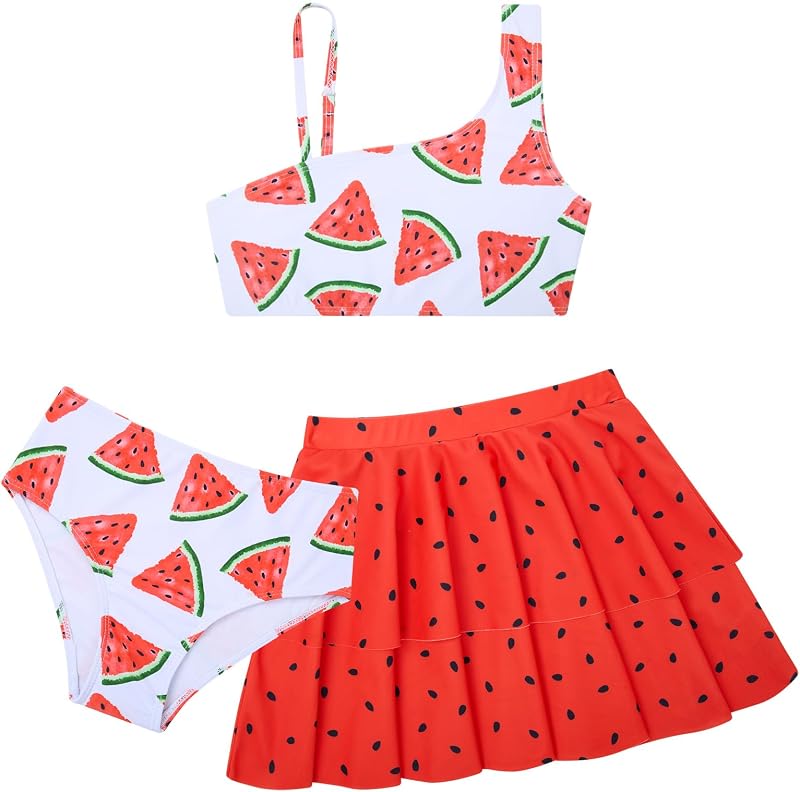 RAISEVERN Girls Swimsuit 3 Piece Bathing Suits Cute Swimwear for 5-12 Years