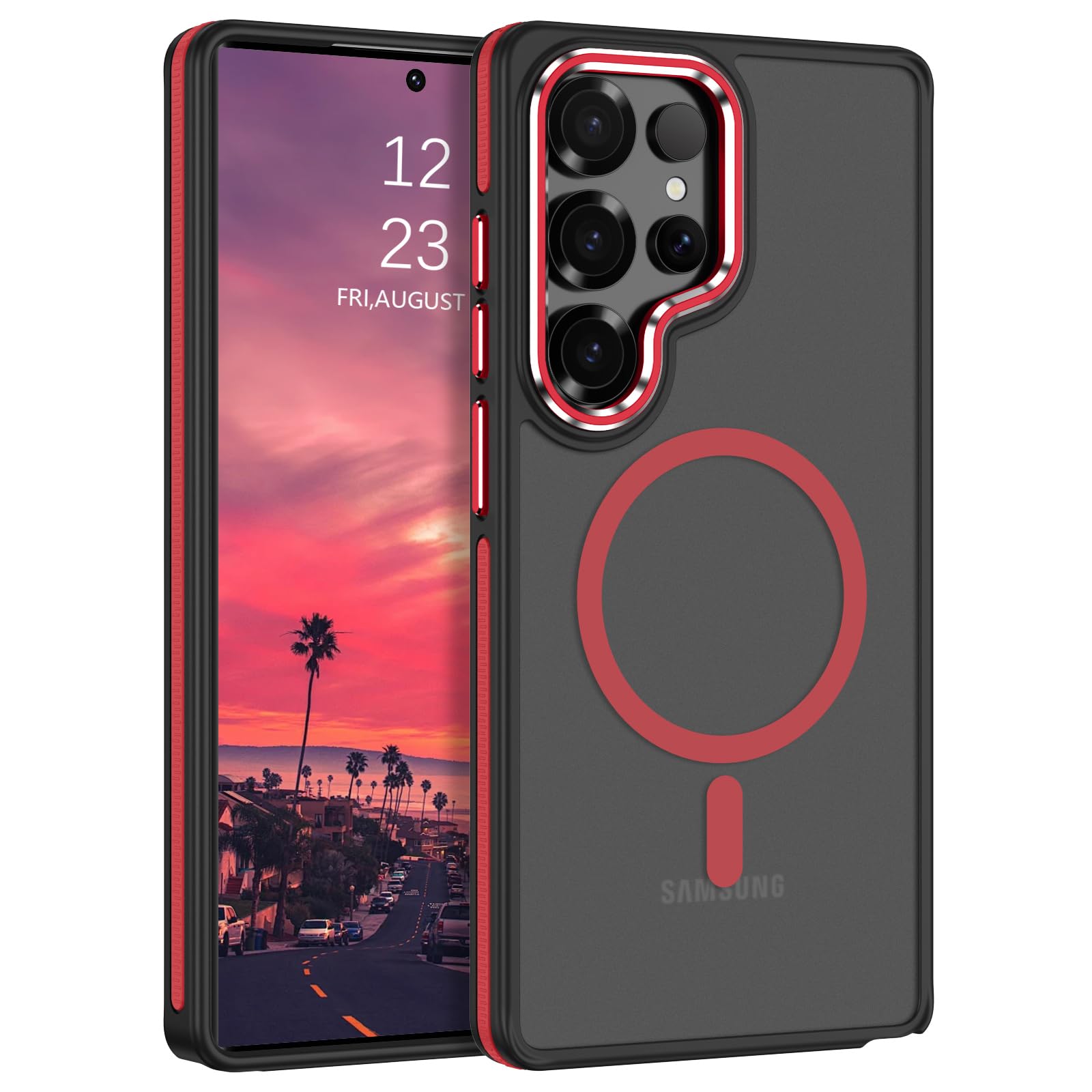 VENINGO Samsung Galaxy S25 Ultra Case, Magnetic Compatible with MagSafe Translucent Matte Anti-Slip Edge Design Slim Shockproof Protective Cover for