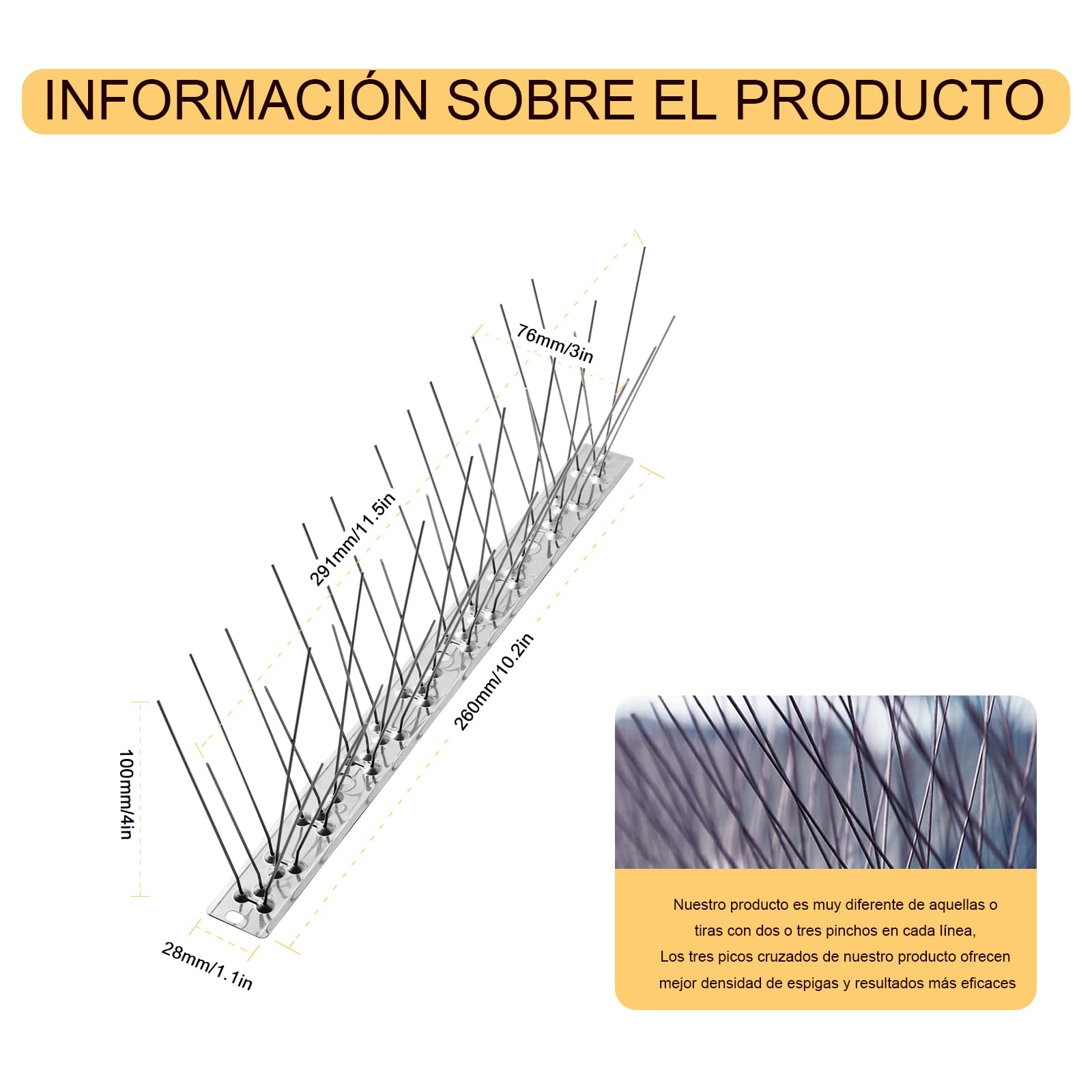 OFFO Pinchos Antipalomas,Pinchos para Palomas de Premontados 2,08m,Pinchos Palomas Exterior Resistente para Balcones,techos,Jardines o barreras privadas,Antipalomas Plateado