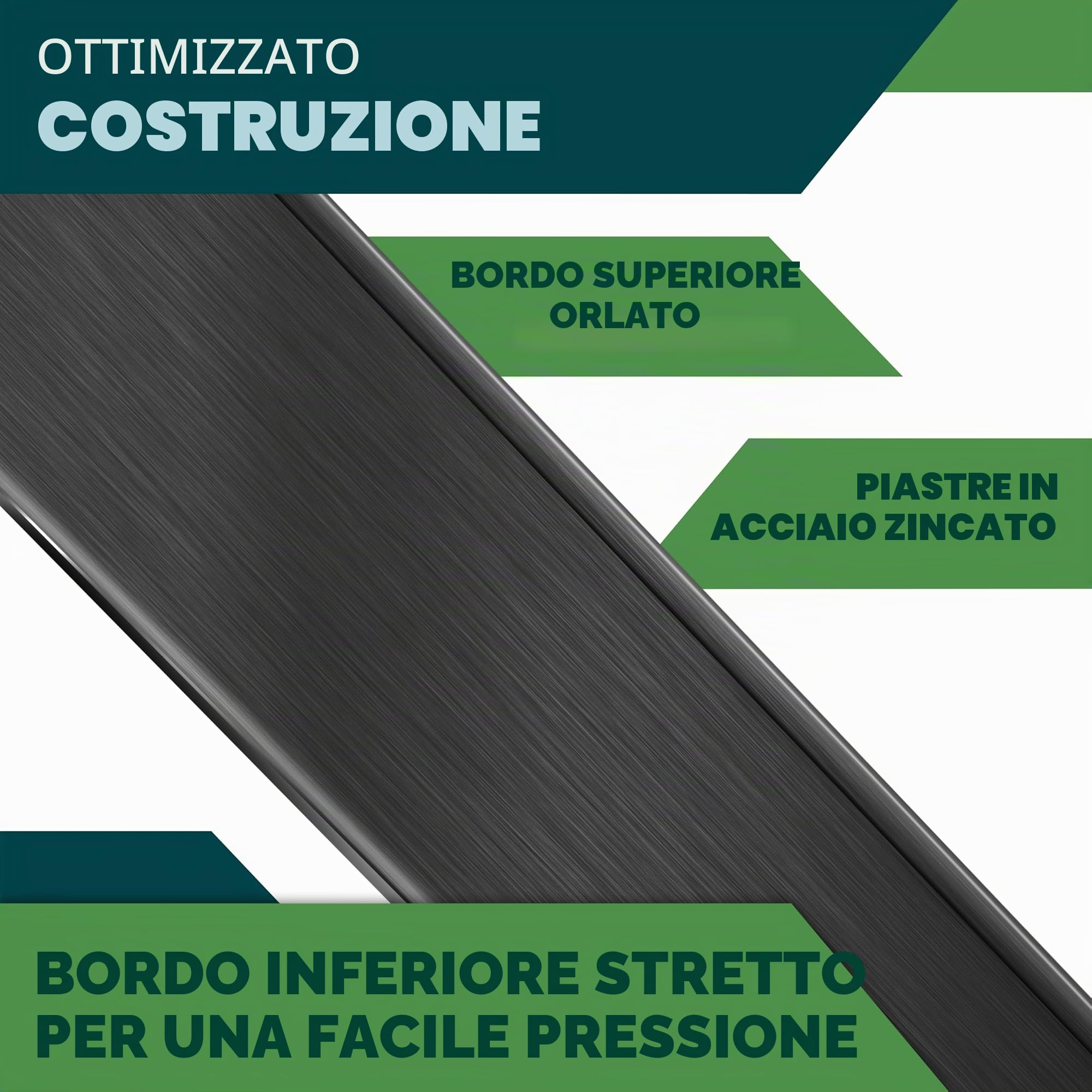 KESSER® Bordo per l'erba 10m 100x14cm Bordo per l'erba Bordo per lo sfalcio Palizzata metallica Negro