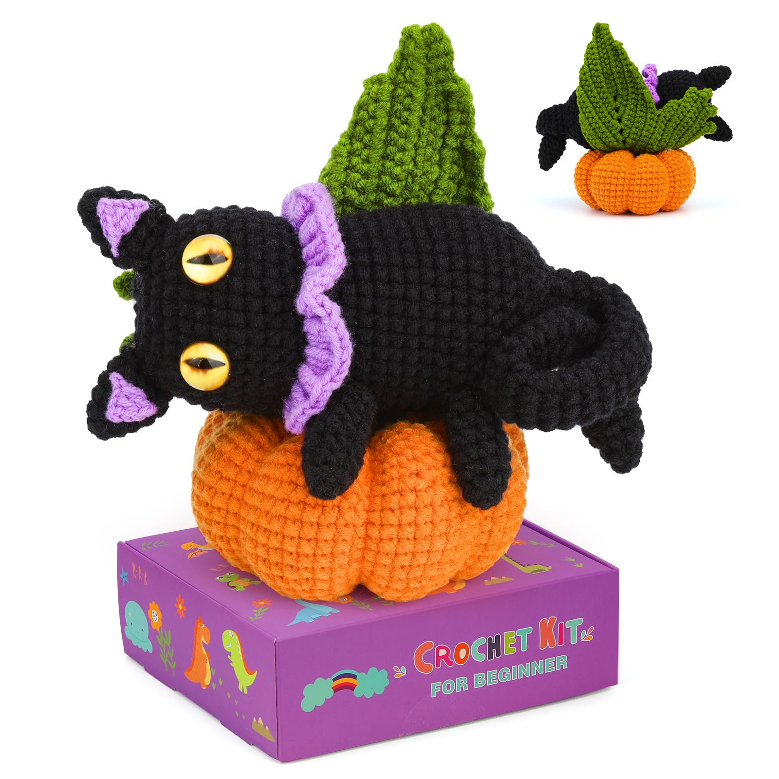 ZMAAGG Crochet Kit for Beginners, Halloweens Crochet Kit, Crochet Animal Kits, Crochet Starter Kit with Yarn, Step-by-Step Instructions Video, Beginner Crochet Kit for Adults