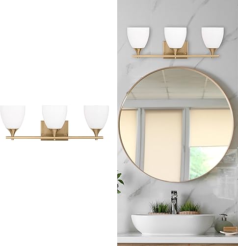 Vista 77 de Scott Living Toffino - Aplique de pared moderno de 2 luces para baño, acabado cromado, con pantallas de vidrio de leche